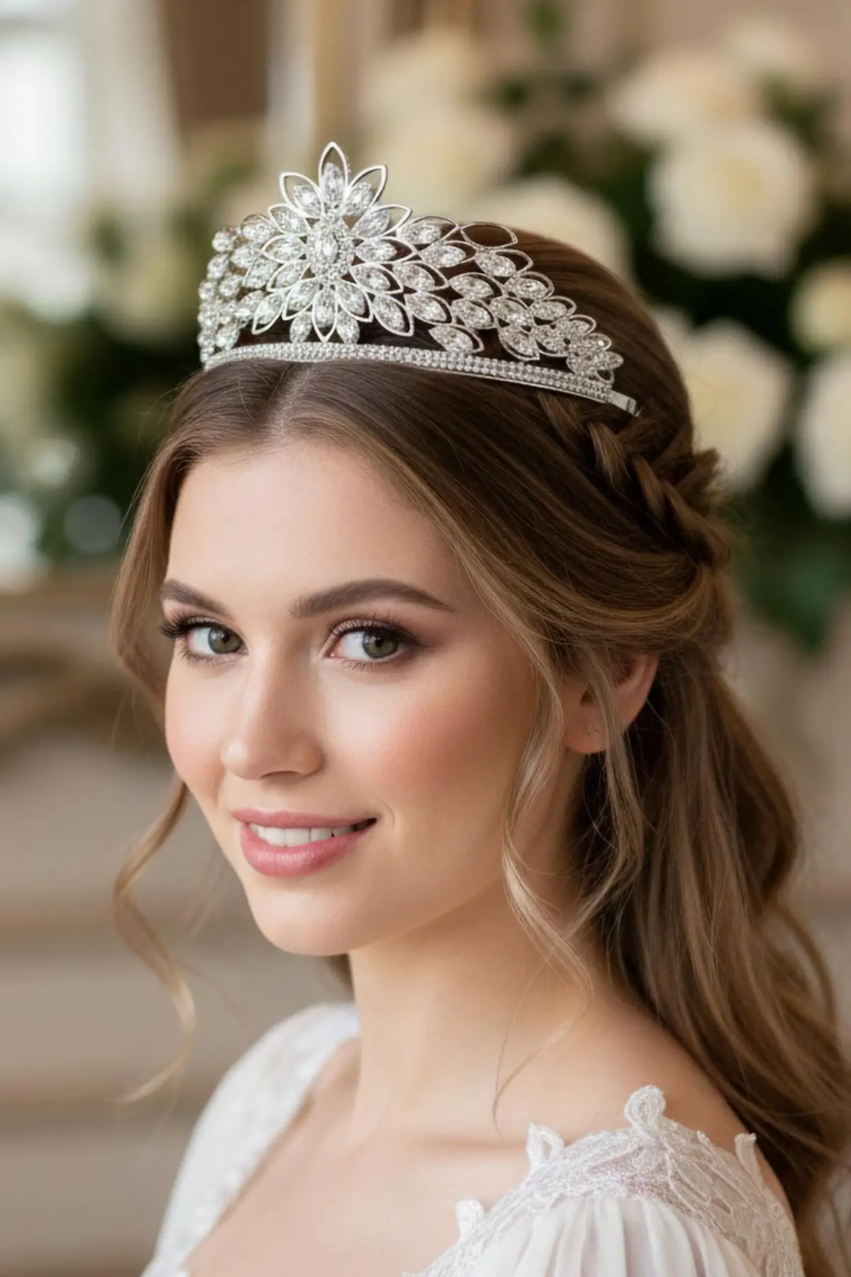 Zirkon Taşlı Gelin/Kına/Nişan/Söz Tasarım Taç