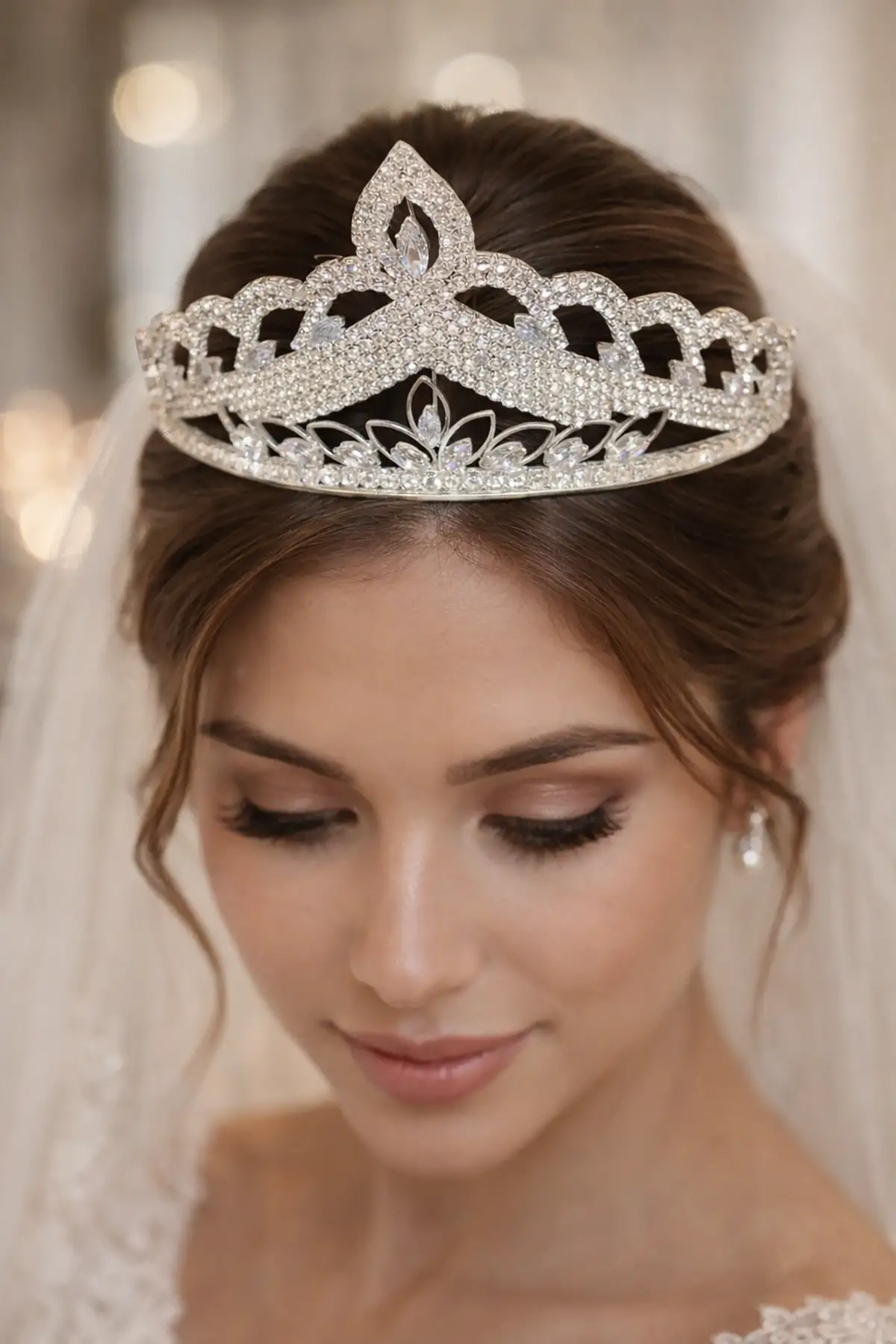 Zirkon Taşlı Gelin/Kına/Nişan/Söz Tasarım Taç