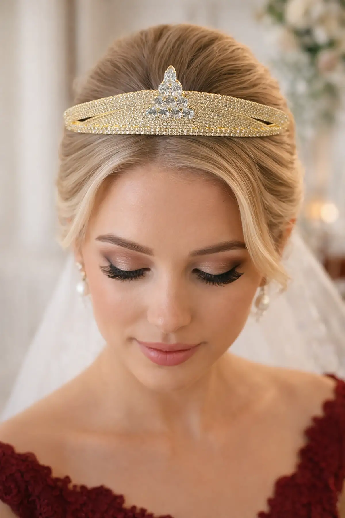 Zirkon Taşlı Gelin/Kına/Nişan/Söz Tasarım Taç