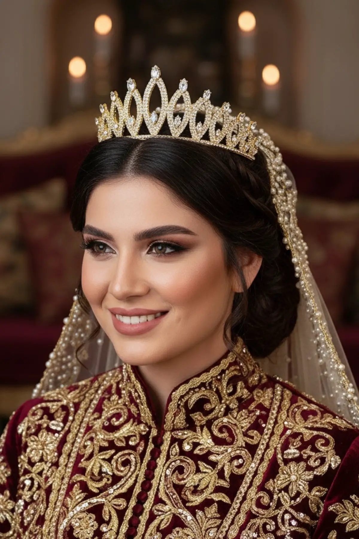 Zirkon Taşlı Gelin/Kına/Nişan/Söz Tasarım Taç