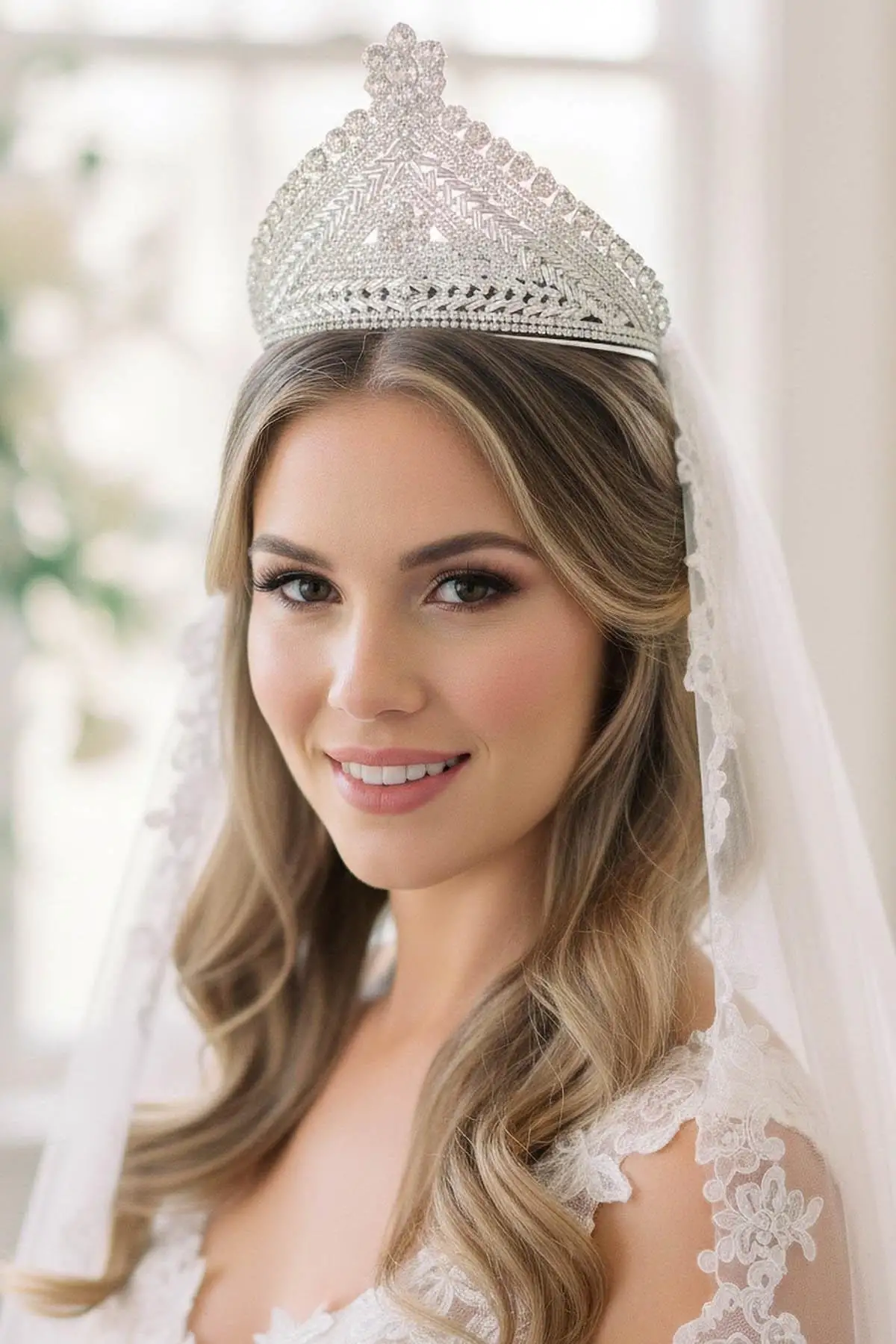 Zirkon Taşlı Gelin/Kına/Nişan/Söz Tasarım Taç