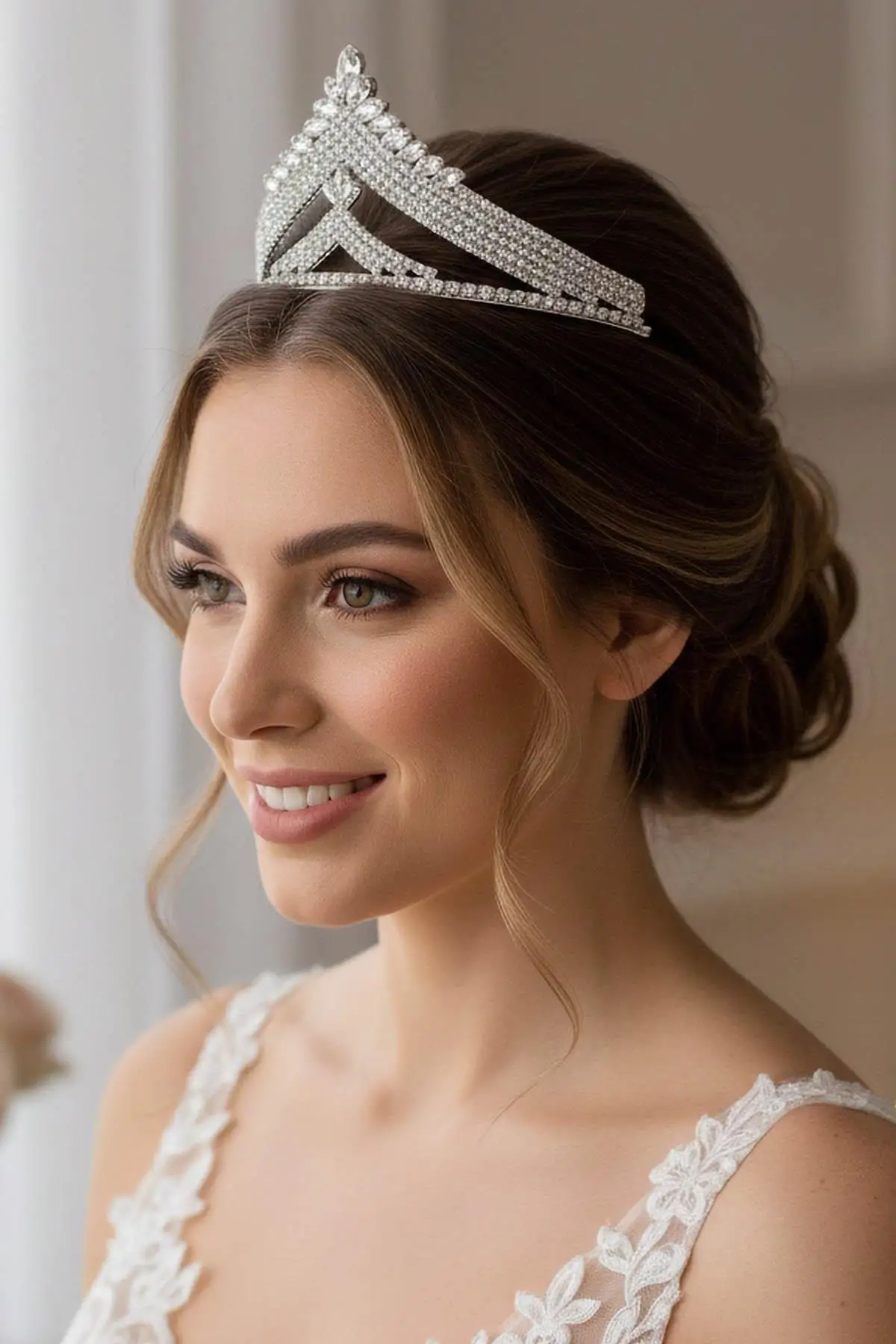 Zirkon Taşlı Gelin/Kına/Nişan/Söz Tasarım Taç