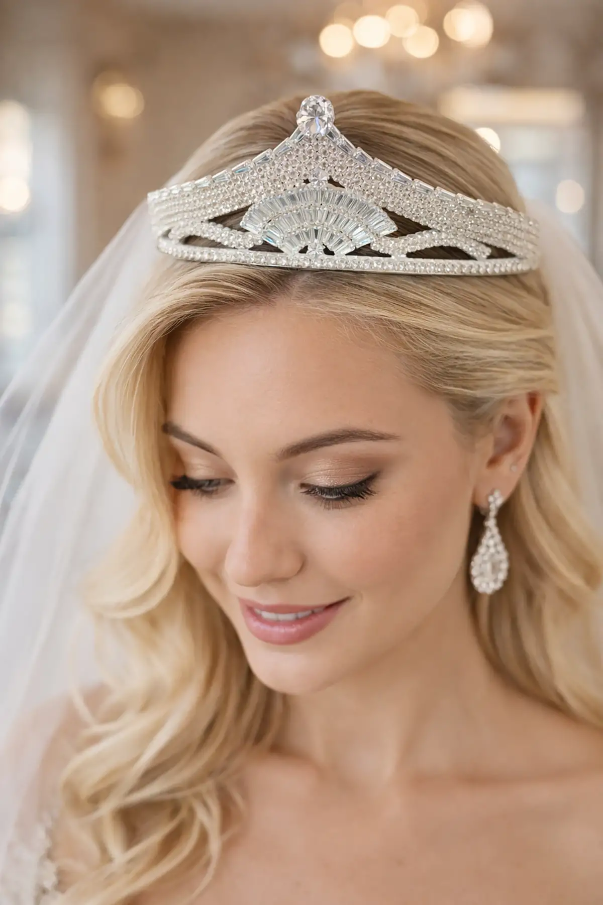 Zirkon Taşlı Gelin/Kına/Nişan/Söz Tasarım Taç