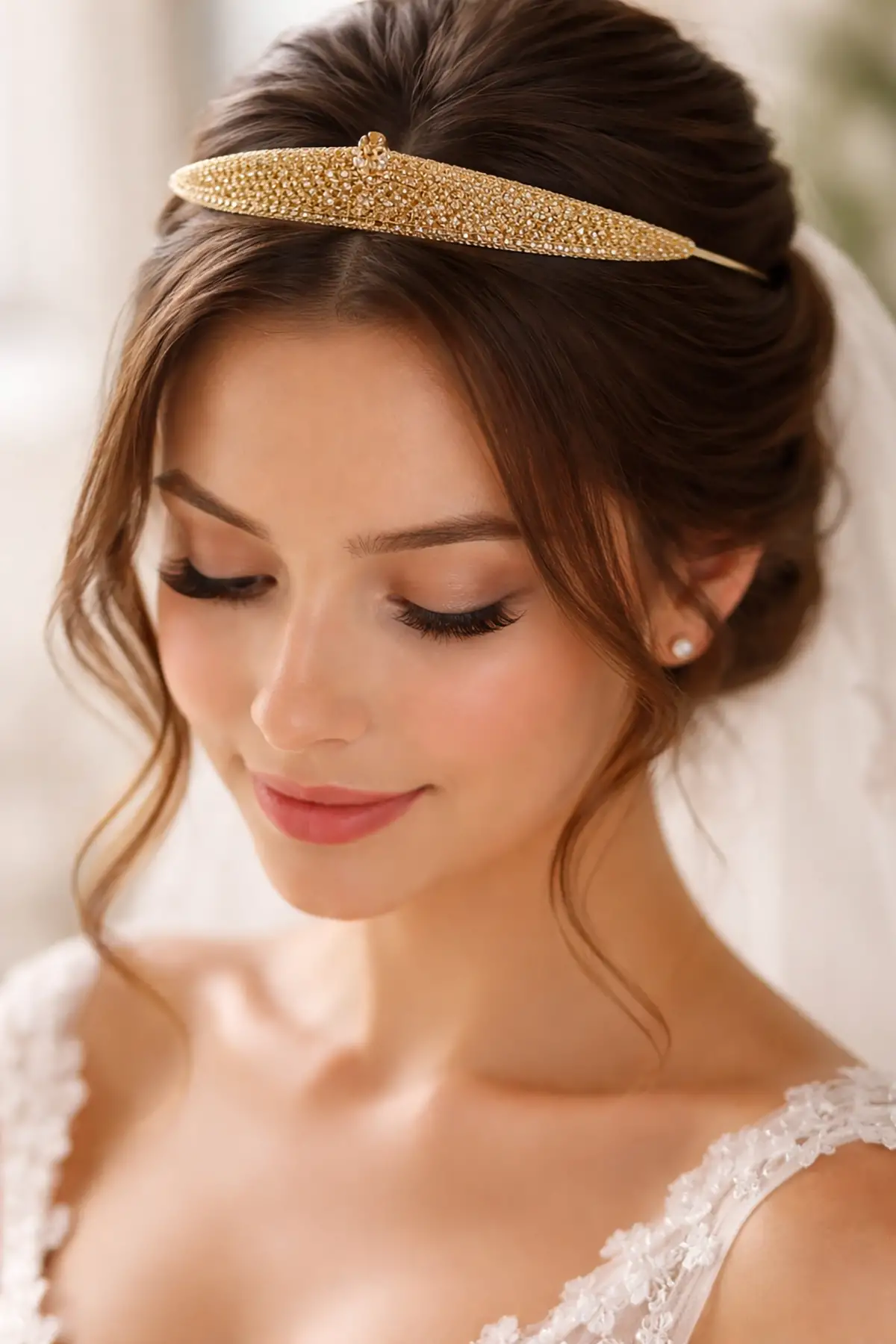 Zirkon Taşlı Gelin/Kına/Nişan/Söz Tasarım Taç