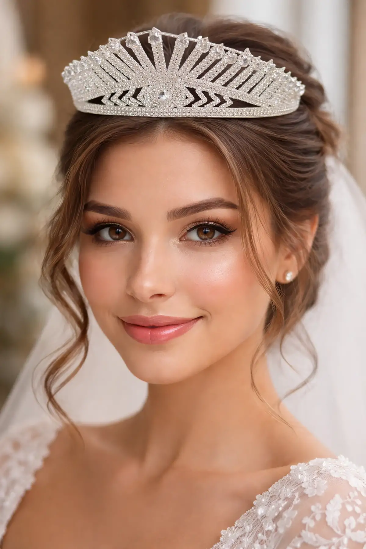 Zirkon Taşlı Gelin/Kına/Nişan/Söz Tasarım Taç