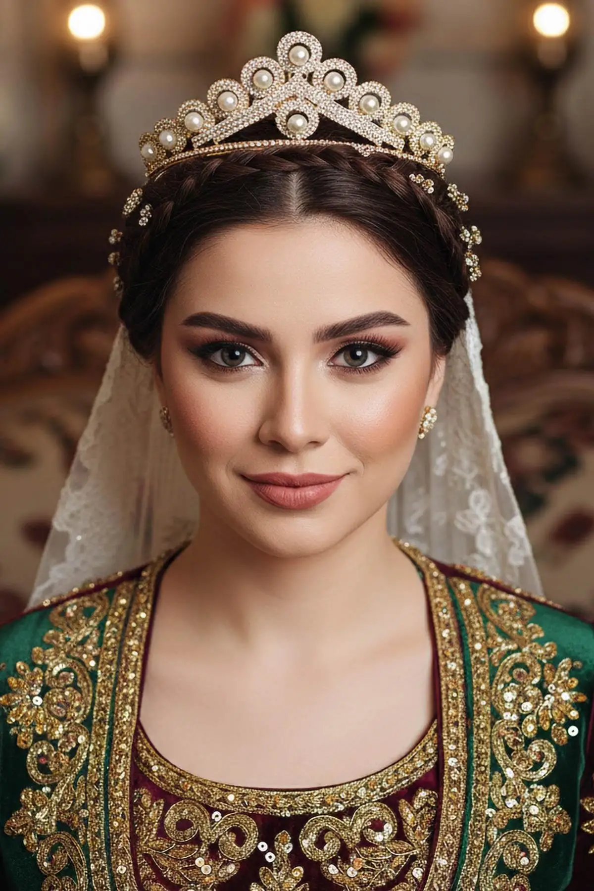 Zirkon Taşlı Gelin/Kına/Nişan/Söz Tasarım Taç