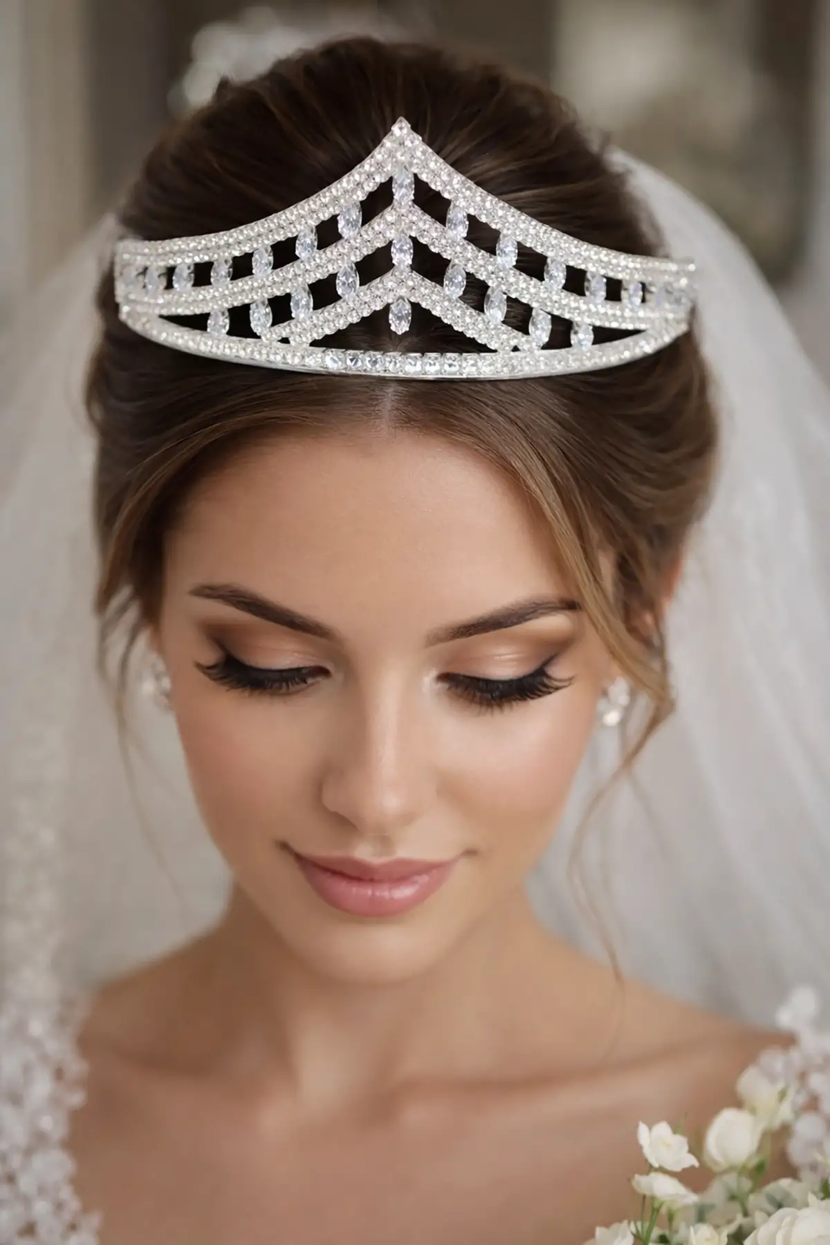 Zirkon Taşlı Gelin/Kına/Nişan/Söz Tasarım Taç