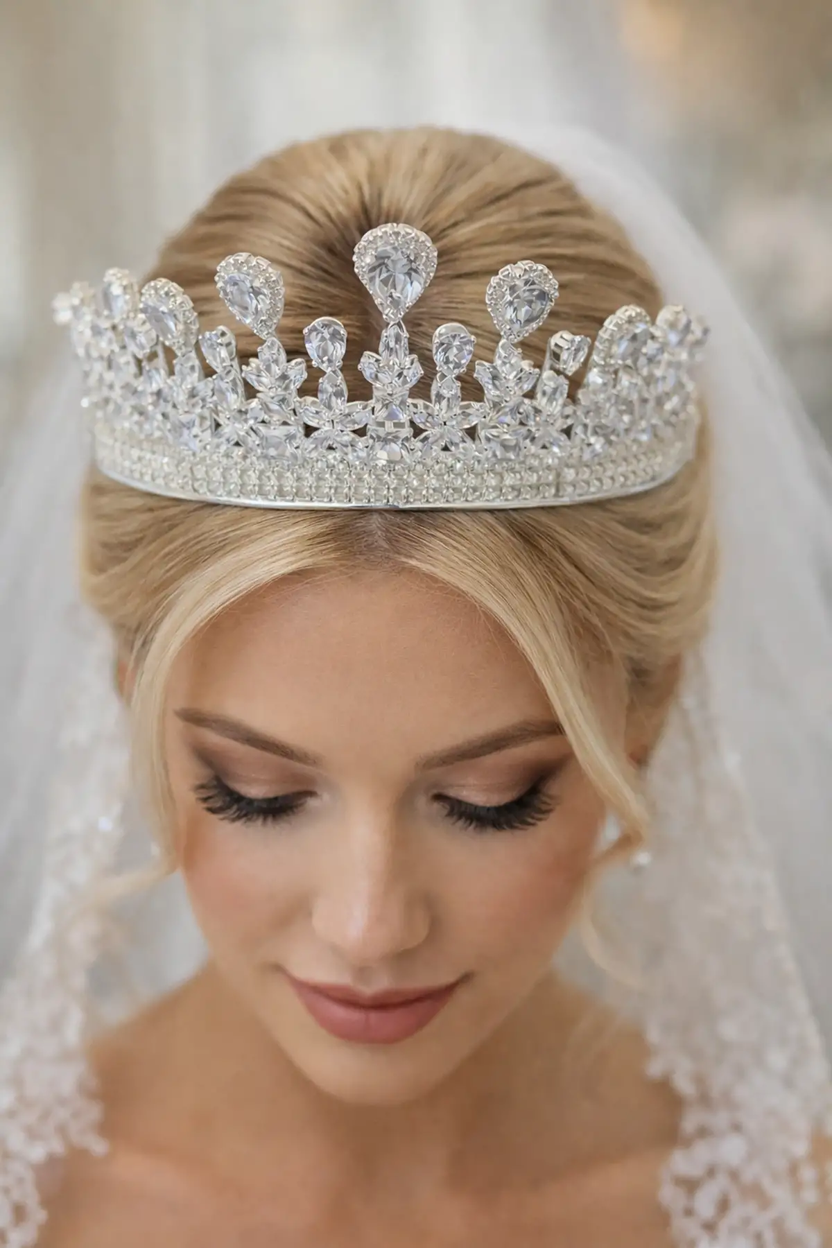 Zirkon Taşlı Gelin/Kına/Nişan/Söz Tasarım Taç