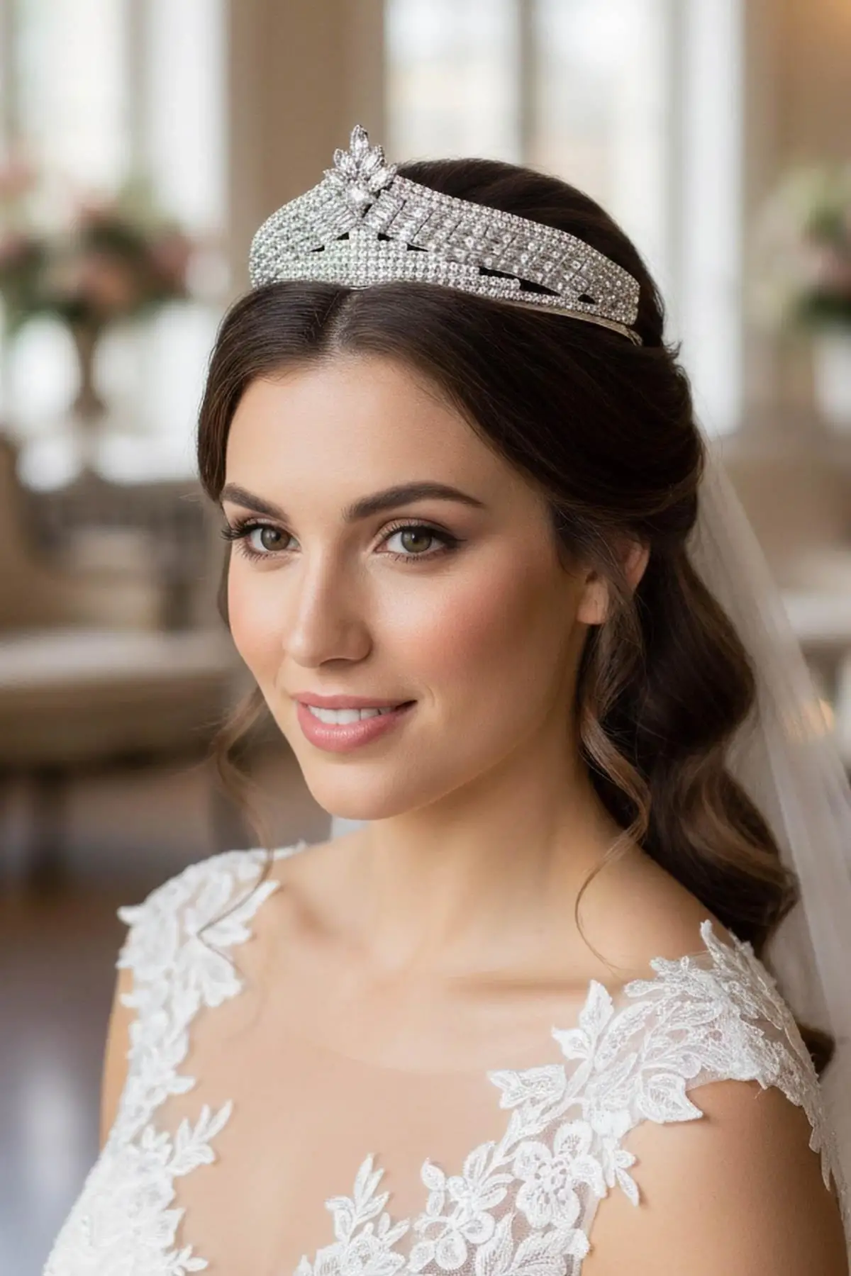 Zirkon Taşlı Gelin/Kına/Nişan/Söz Tasarım Taç