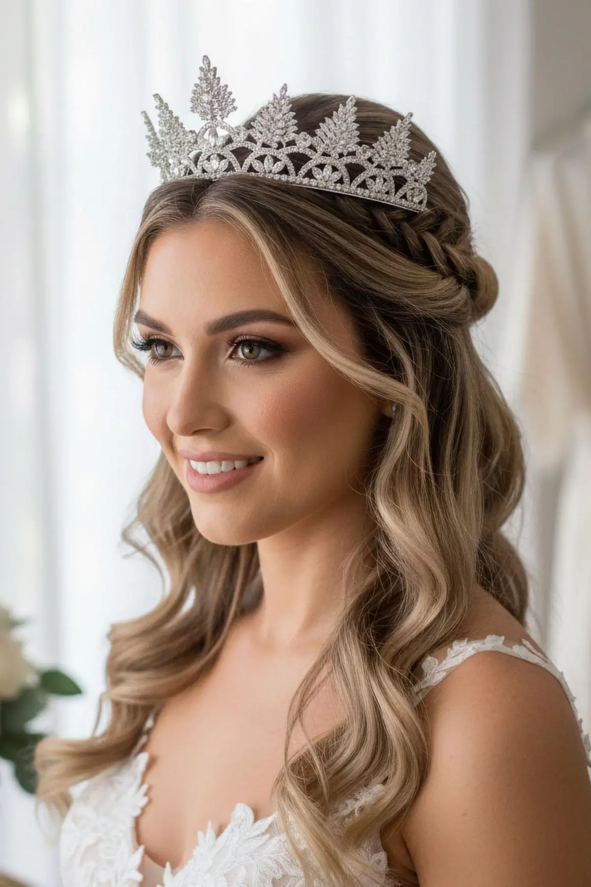 Zirkon Taşlı Gelin/Kına/Nişan/Söz Tasarım Taç