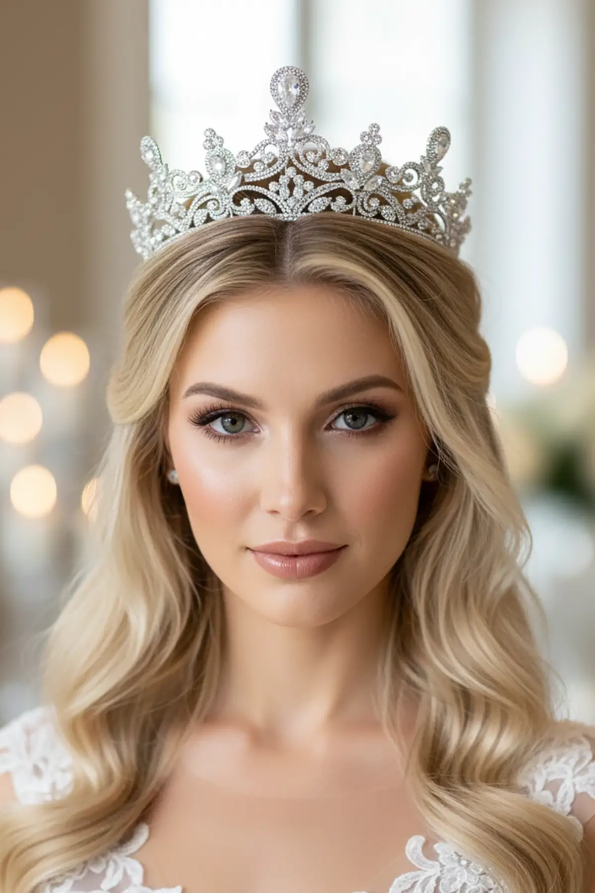 Zirkon Taşlı Gelin/Kına/Nişan/Söz Tasarım Taç