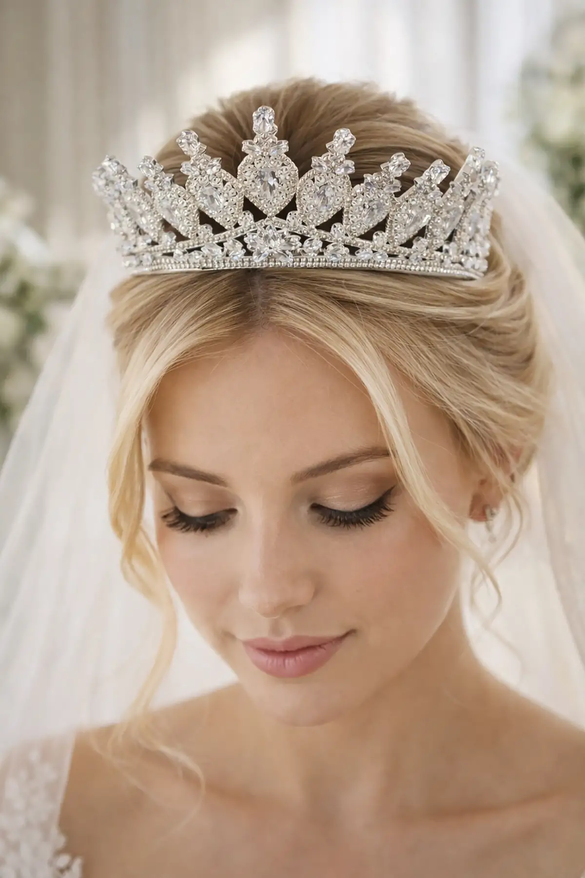 Zirkon Taşlı Gelin/Kına/Nişan/Söz Tasarım Taç