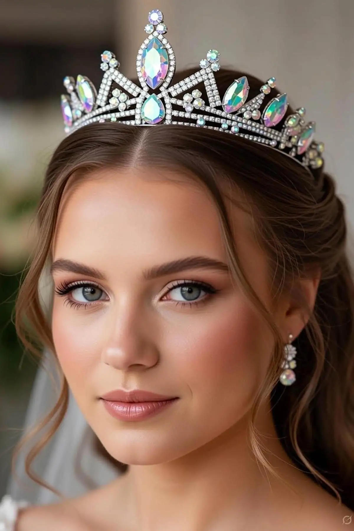 Zirkon Taşlı Gelin/Kına/Nişan/Söz Tasarım Taç