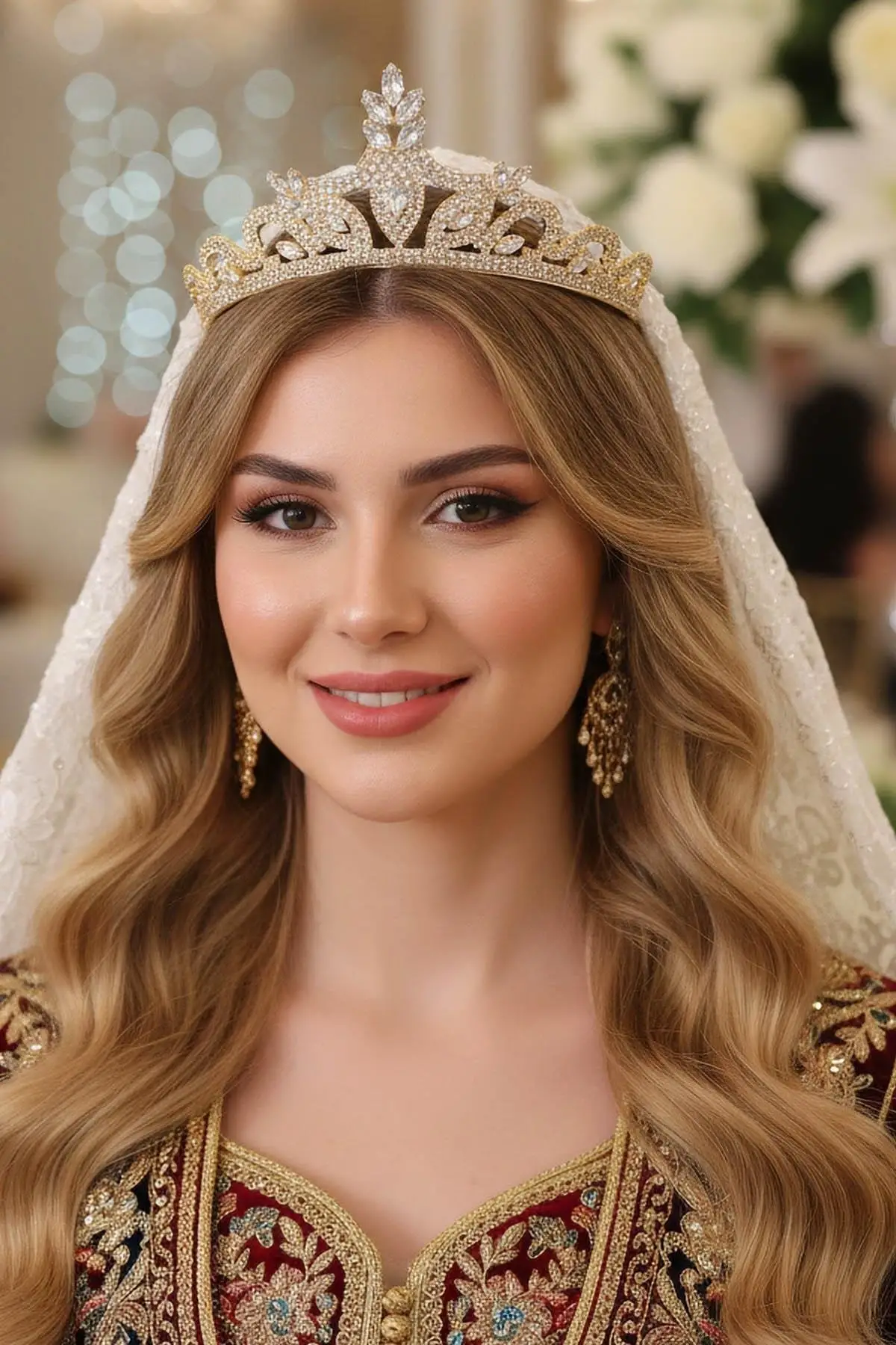 Zirkon Taşlı Gelin/Kına/Nişan/Söz Tasarım Taç