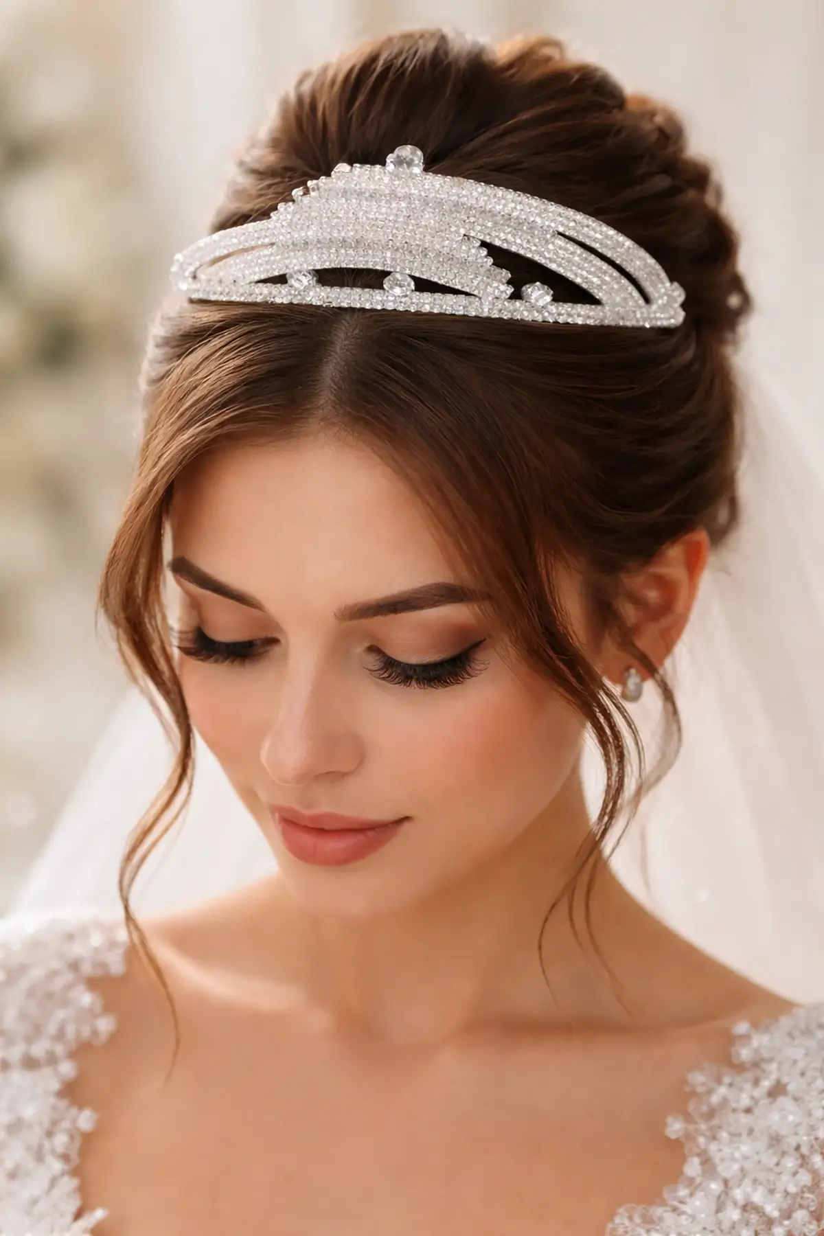 Zirkon Taşlı Gelin/Kına/Nişan/Söz Tasarım Taç