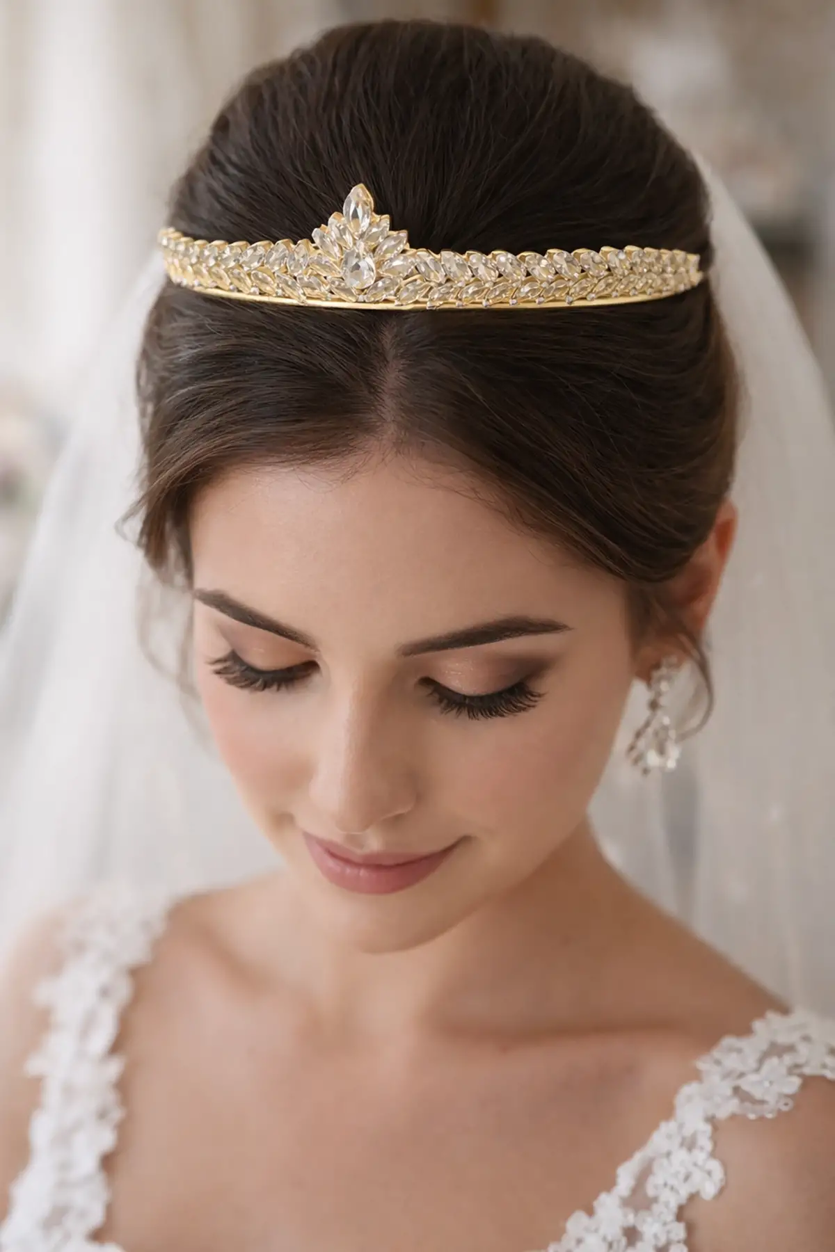 Zirkon Taşlı Gelin/Kına/Nişan/Söz Tasarım Taç