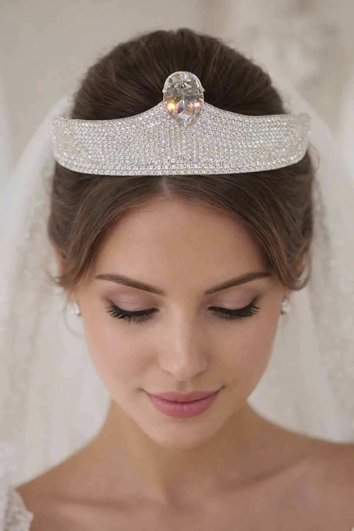 Zirkon Taşlı Gelin/Kına/Nişan/Söz Tasarım Taç