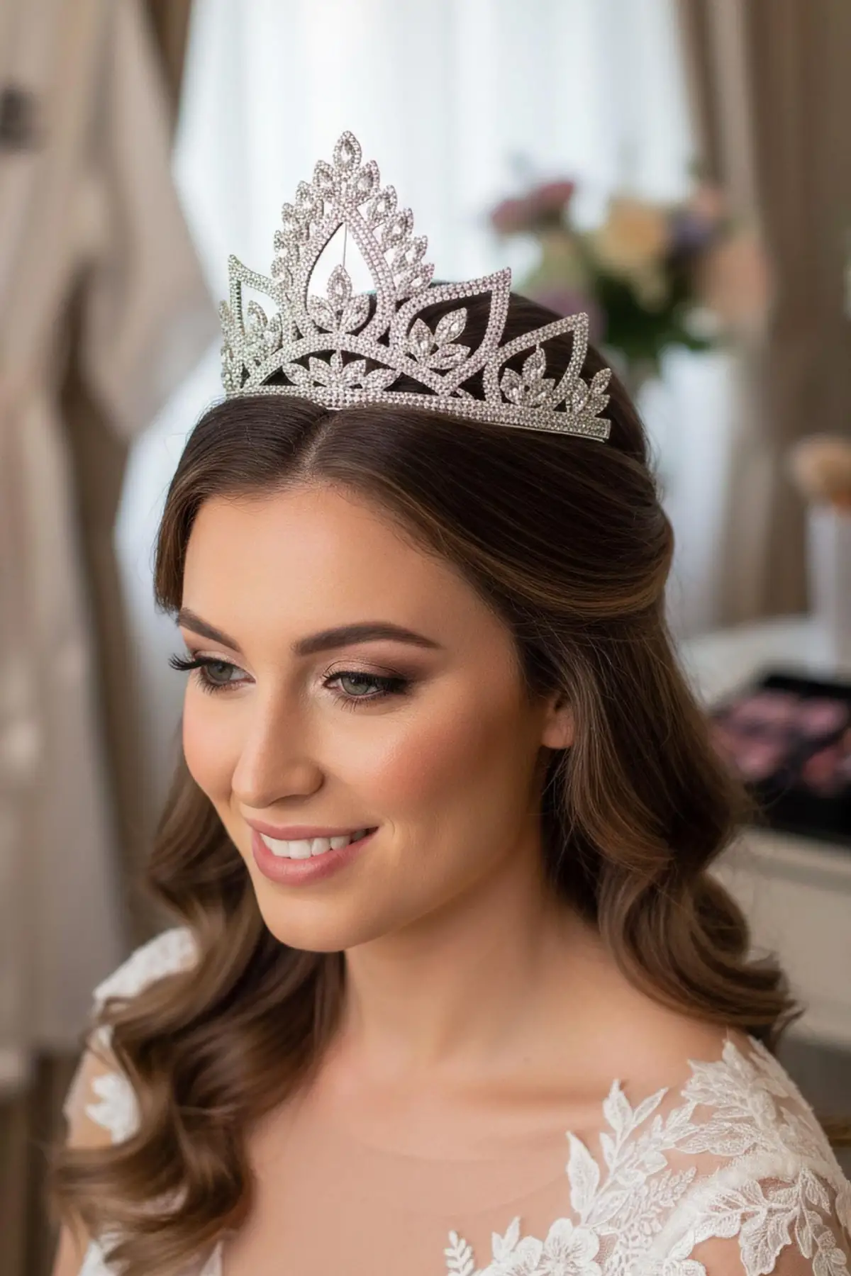 Zirkon Taşlı Gelin/Kına/Nişan/Söz Tasarım Taç