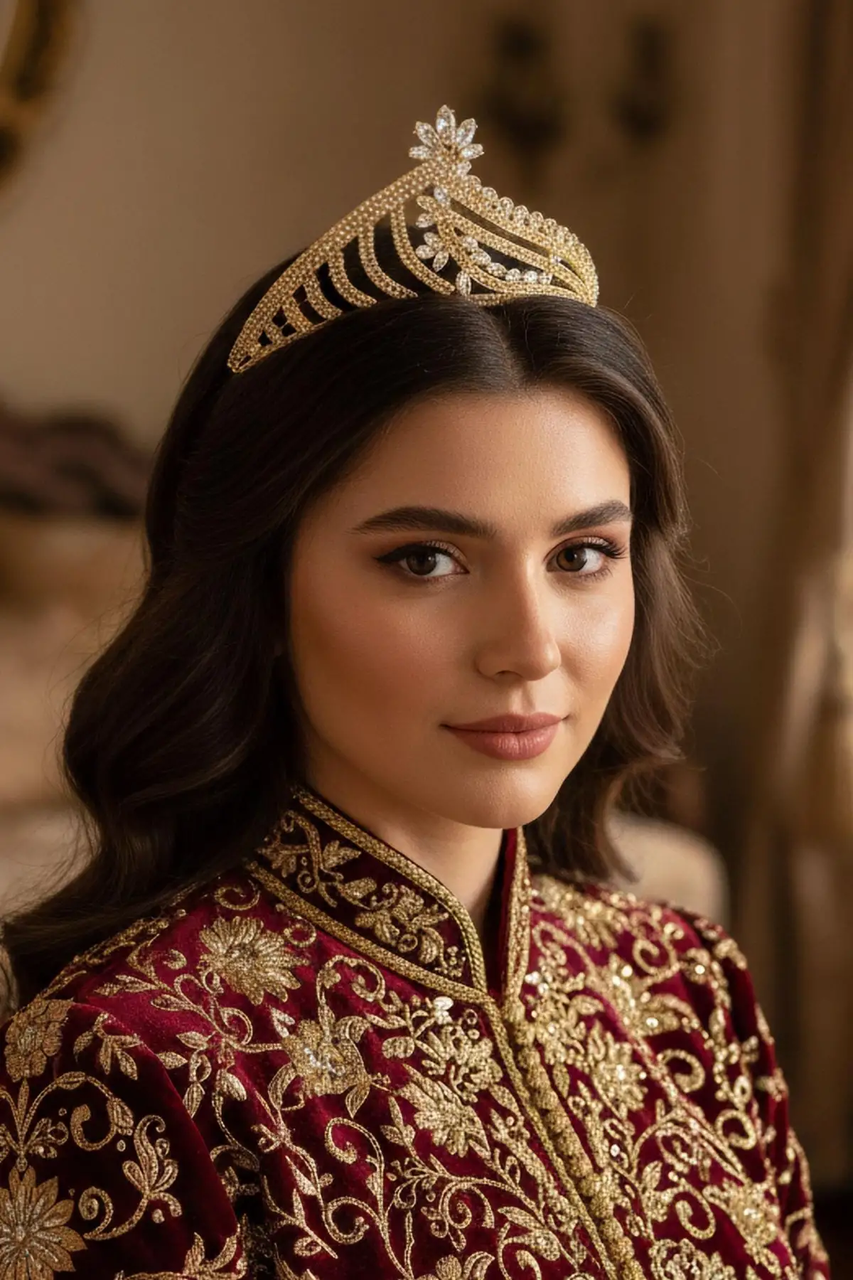 Zirkon Taşlı Gelin/Kına/Nişan/Söz Tasarım Taç