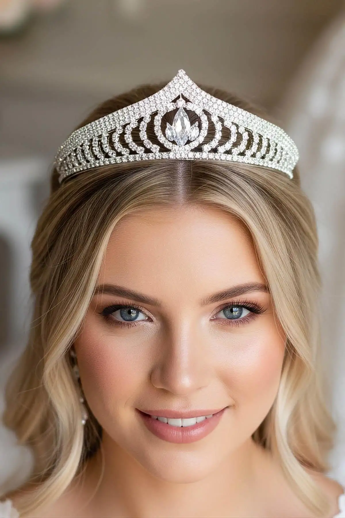 Zirkon Taşlı Gelin/Kına/Nişan/Söz Tasarım Taç