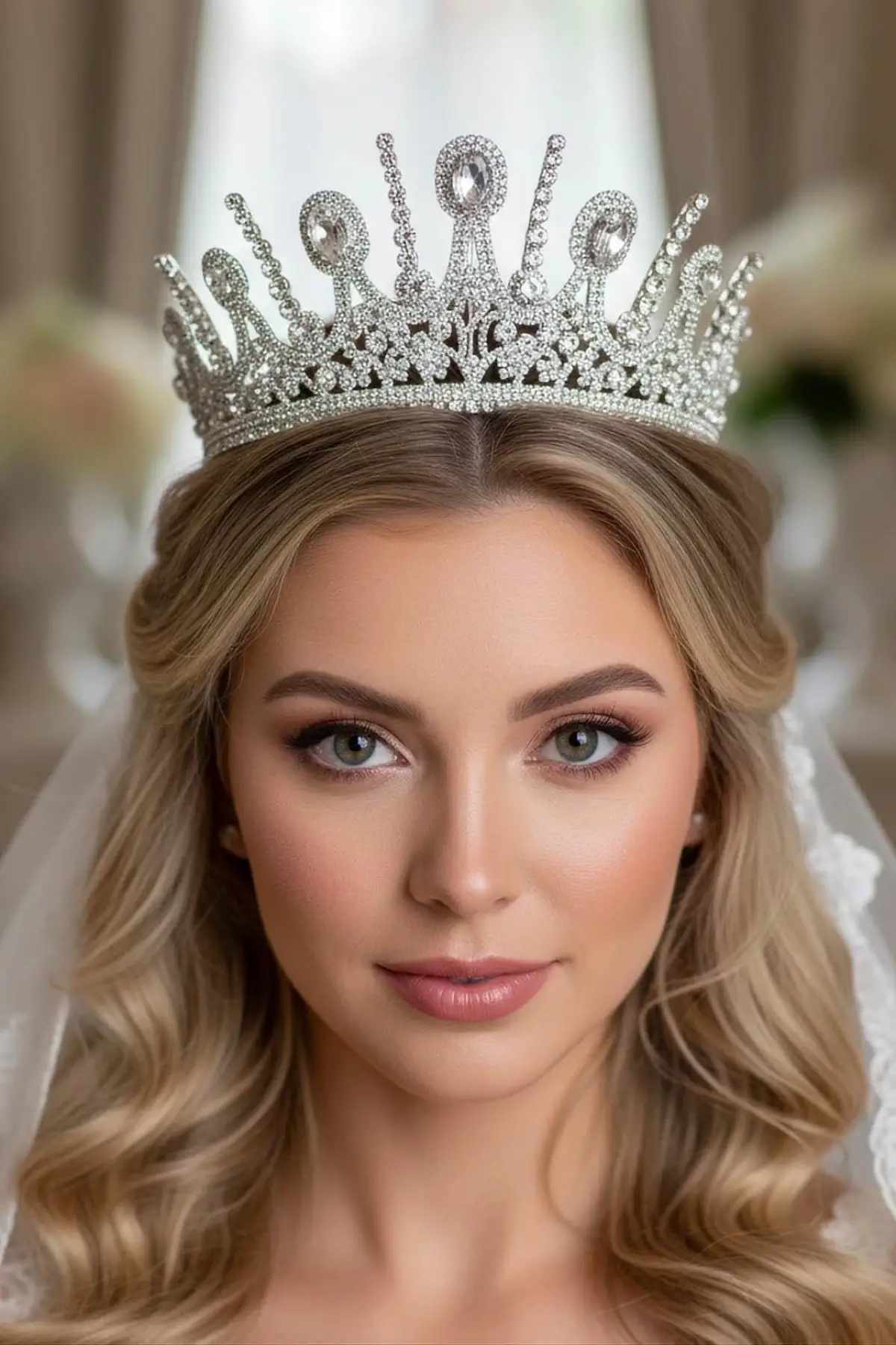 Zirkon Taşlı Gelin/Kına/Nişan/Söz Tasarım Taç