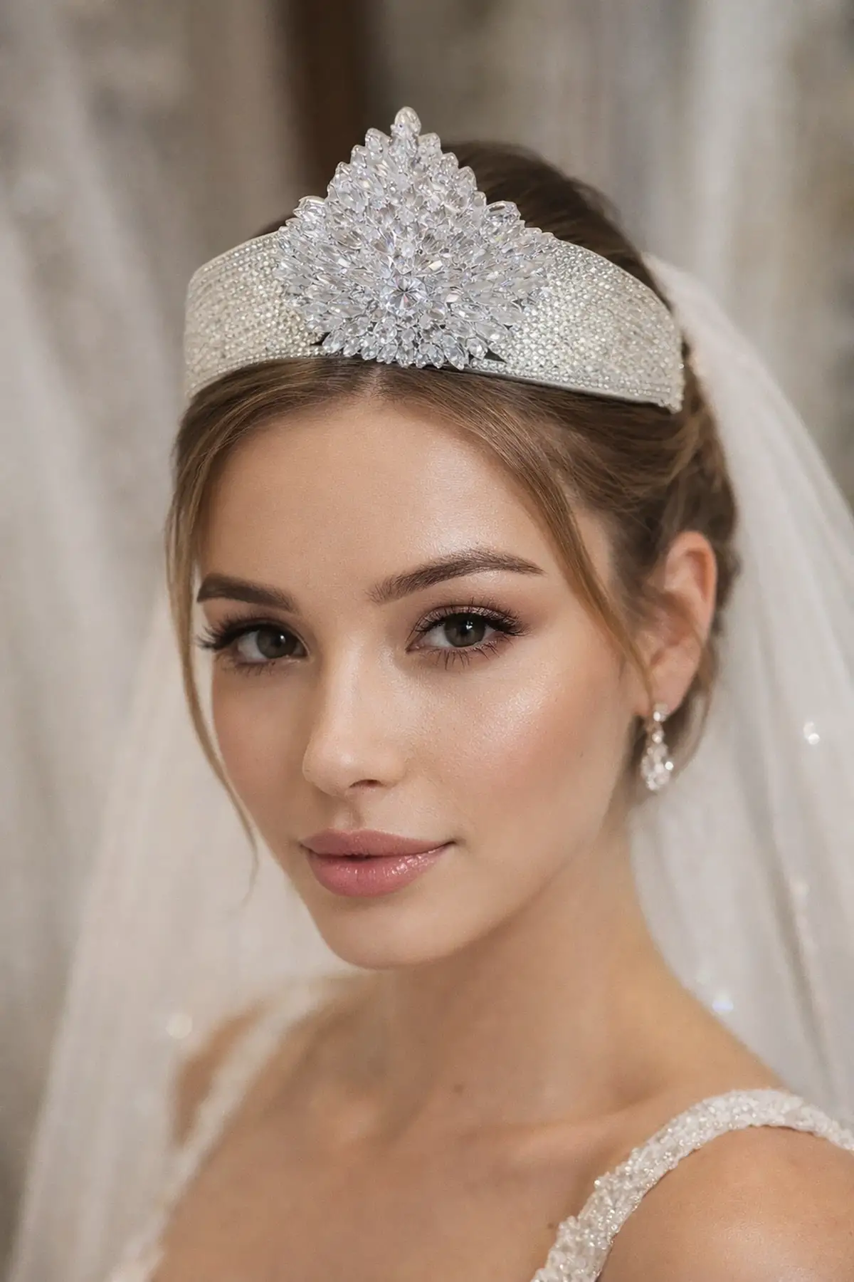 Zirkon Taşlı Gelin/Kına/Nişan/Söz Tasarım Taç