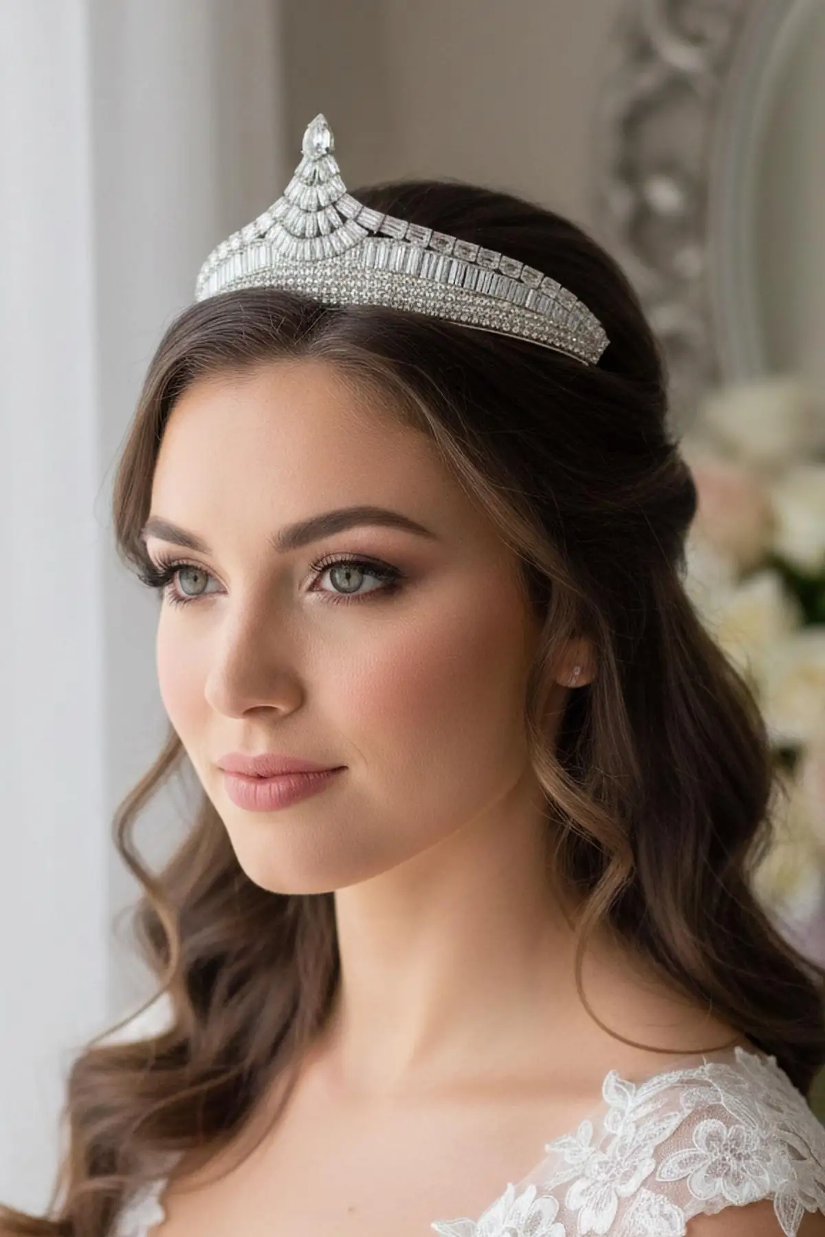 Zirkon Taşlı Gelin/Kına/Nişan/Söz Tasarım Taç