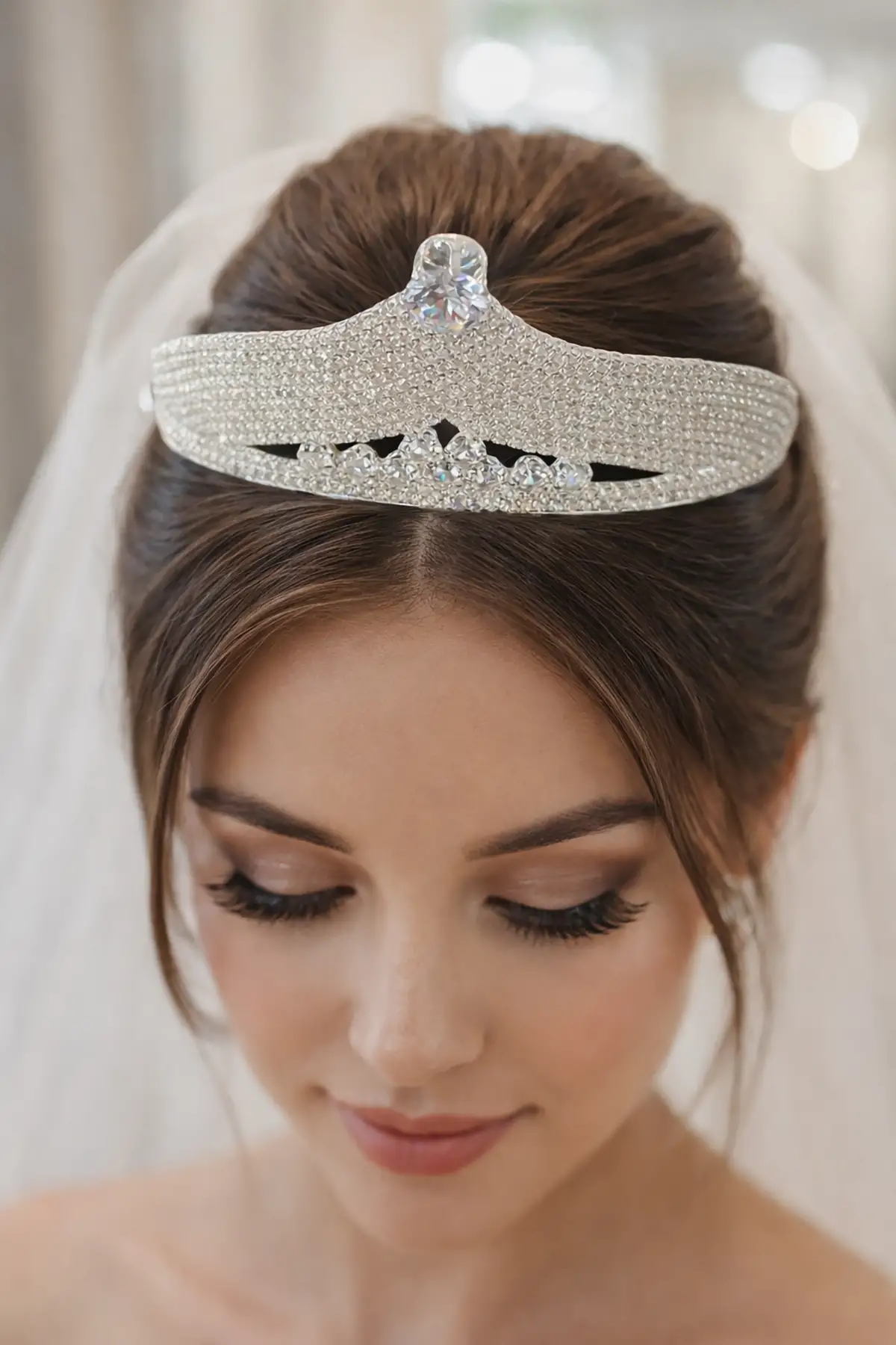 Zirkon Taşlı Gelin/Kına/Nişan/Söz Tasarım Taç