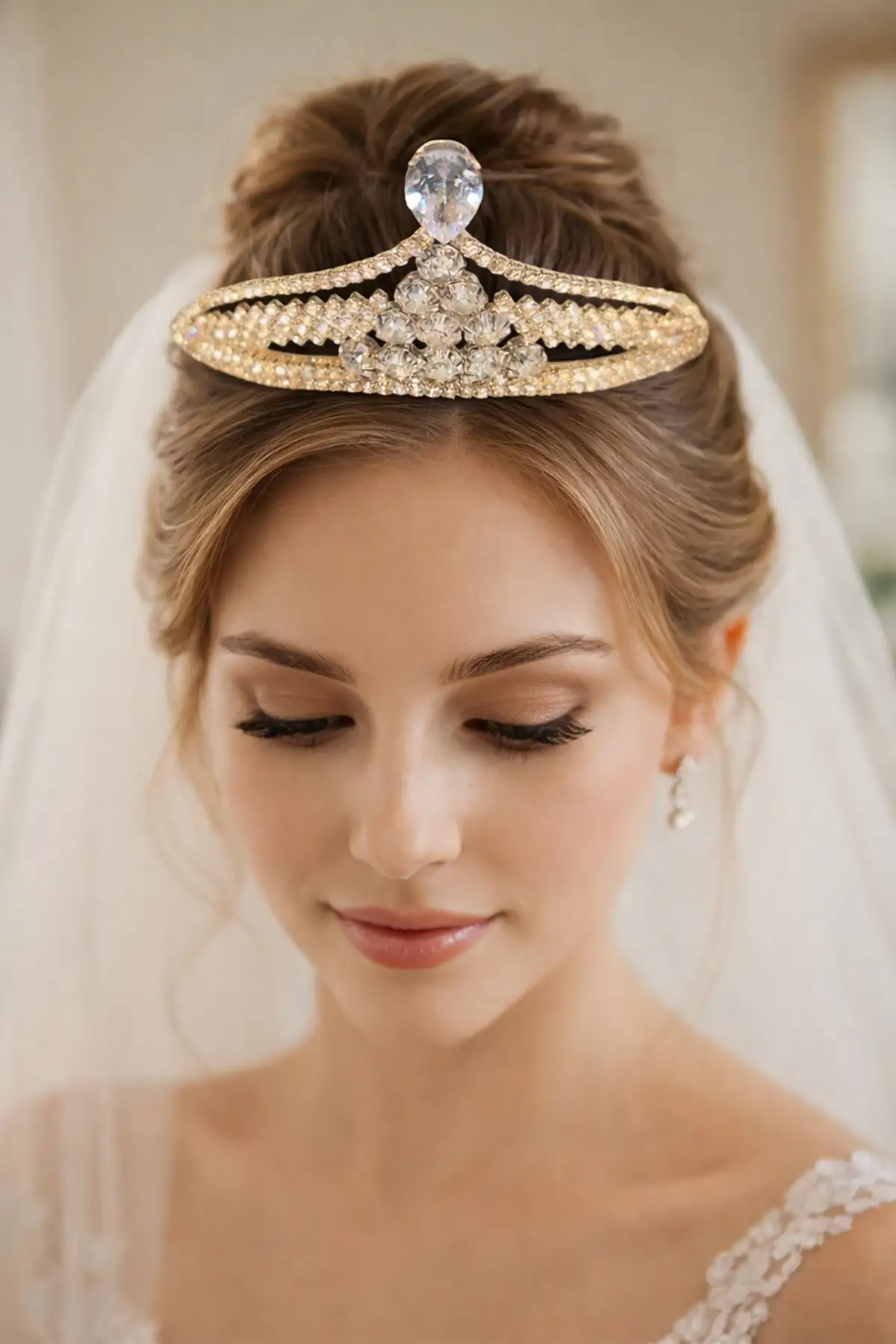 Zirkon Taşlı Gelin/Kına/Nişan/Söz Tasarım Taç