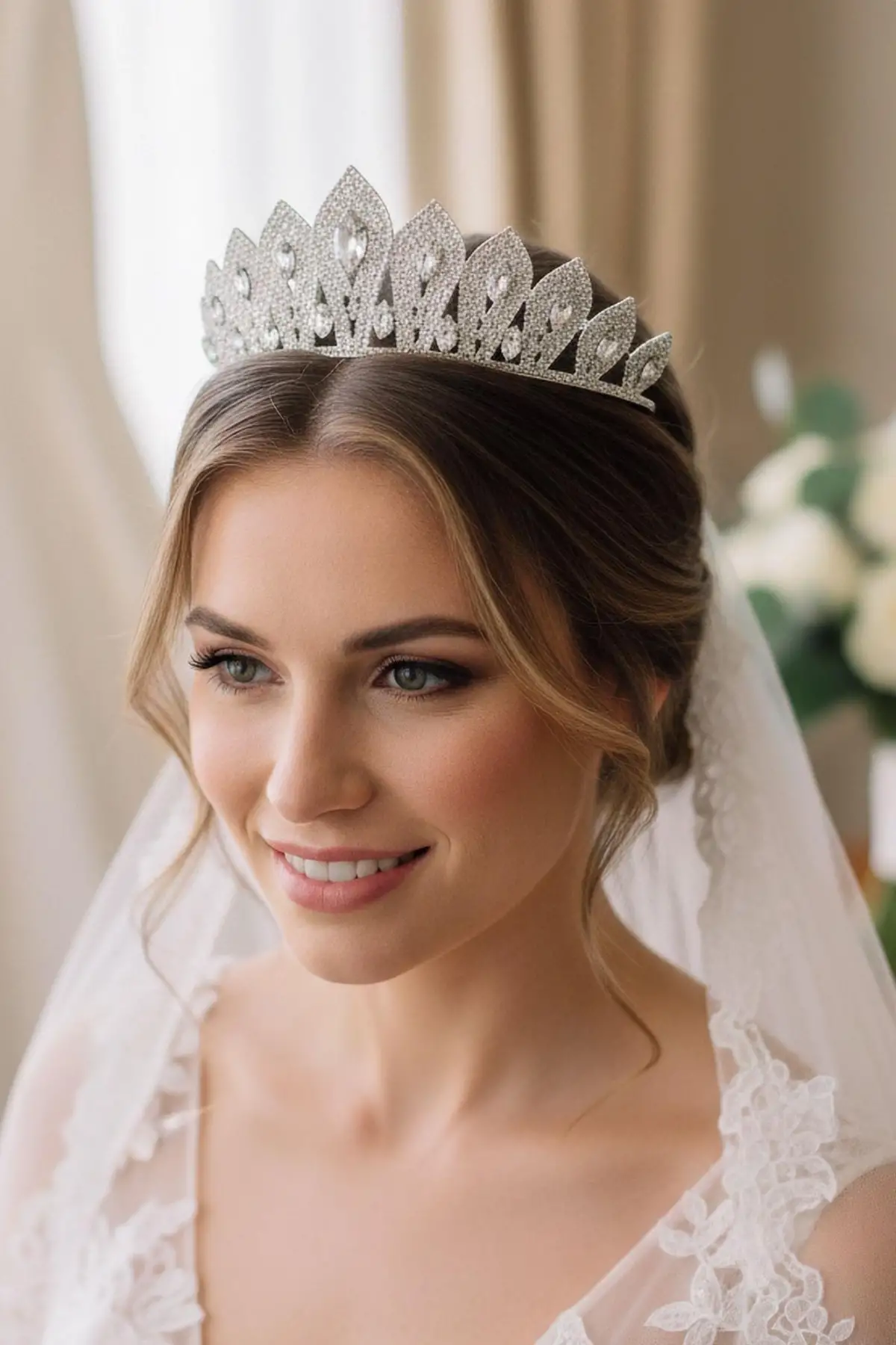 Zirkon Taşlı Gelin/Kına/Nişan/Söz Tasarım Taç