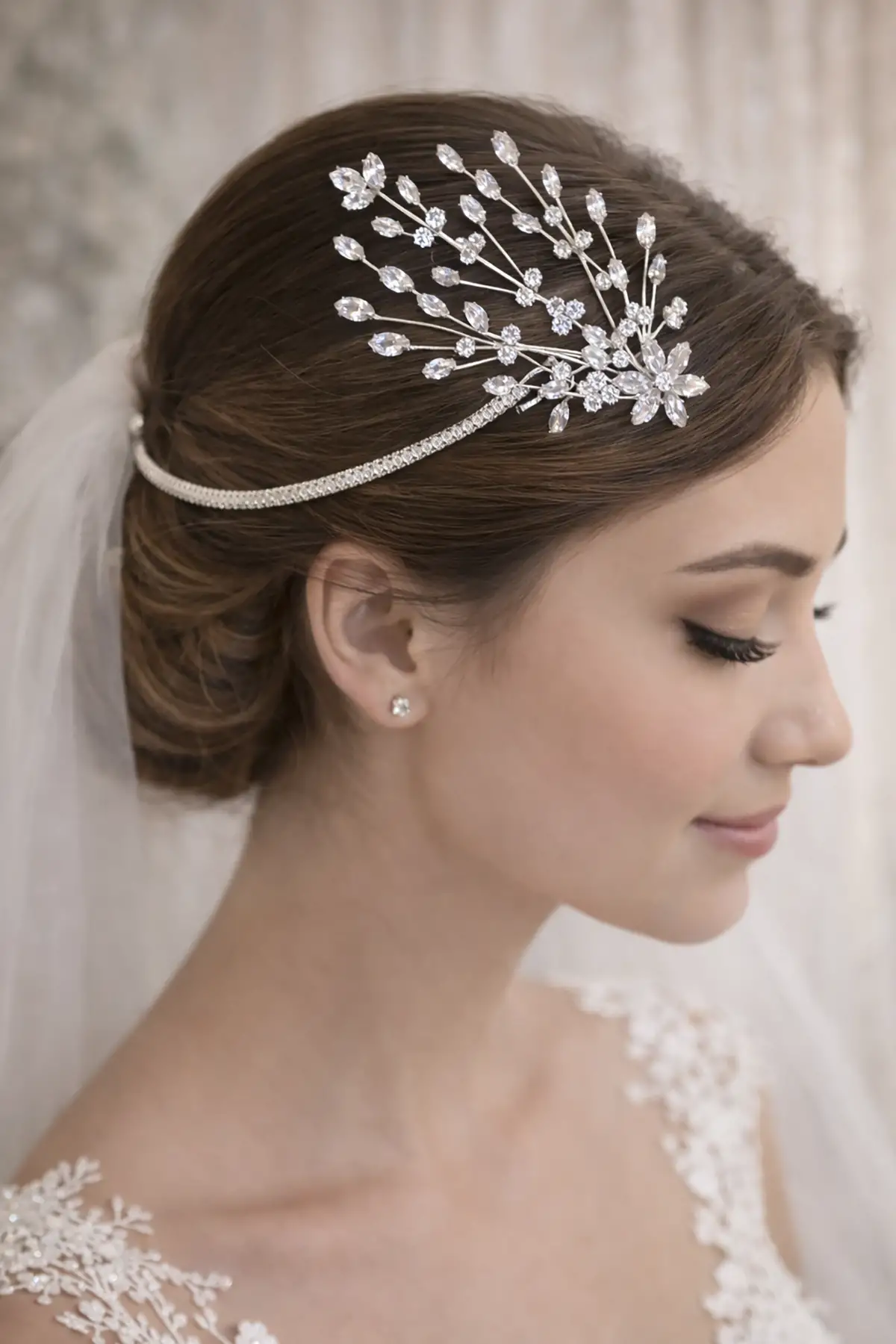 Zirkon Taşlı Gelin/Kına/Nişan/Söz Tasarım Taç