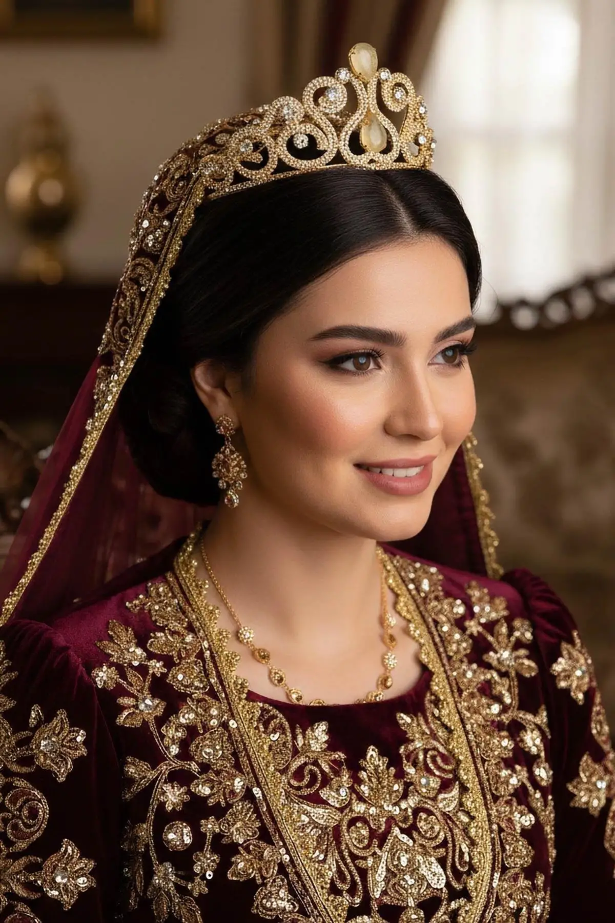 Zirkon Taşlı Gelin/Kına/Nişan/Söz Tasarım Taç