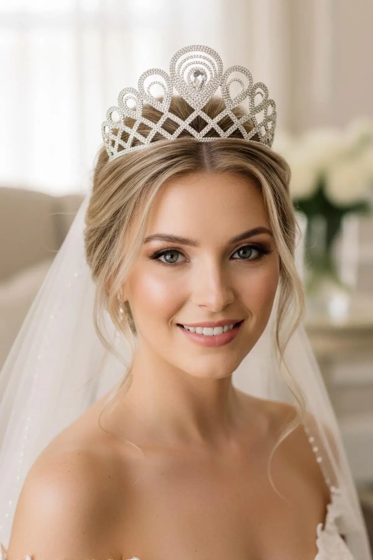 Zirkon Taşlı Gelin/Kına/Nişan/Söz Tasarım Taç