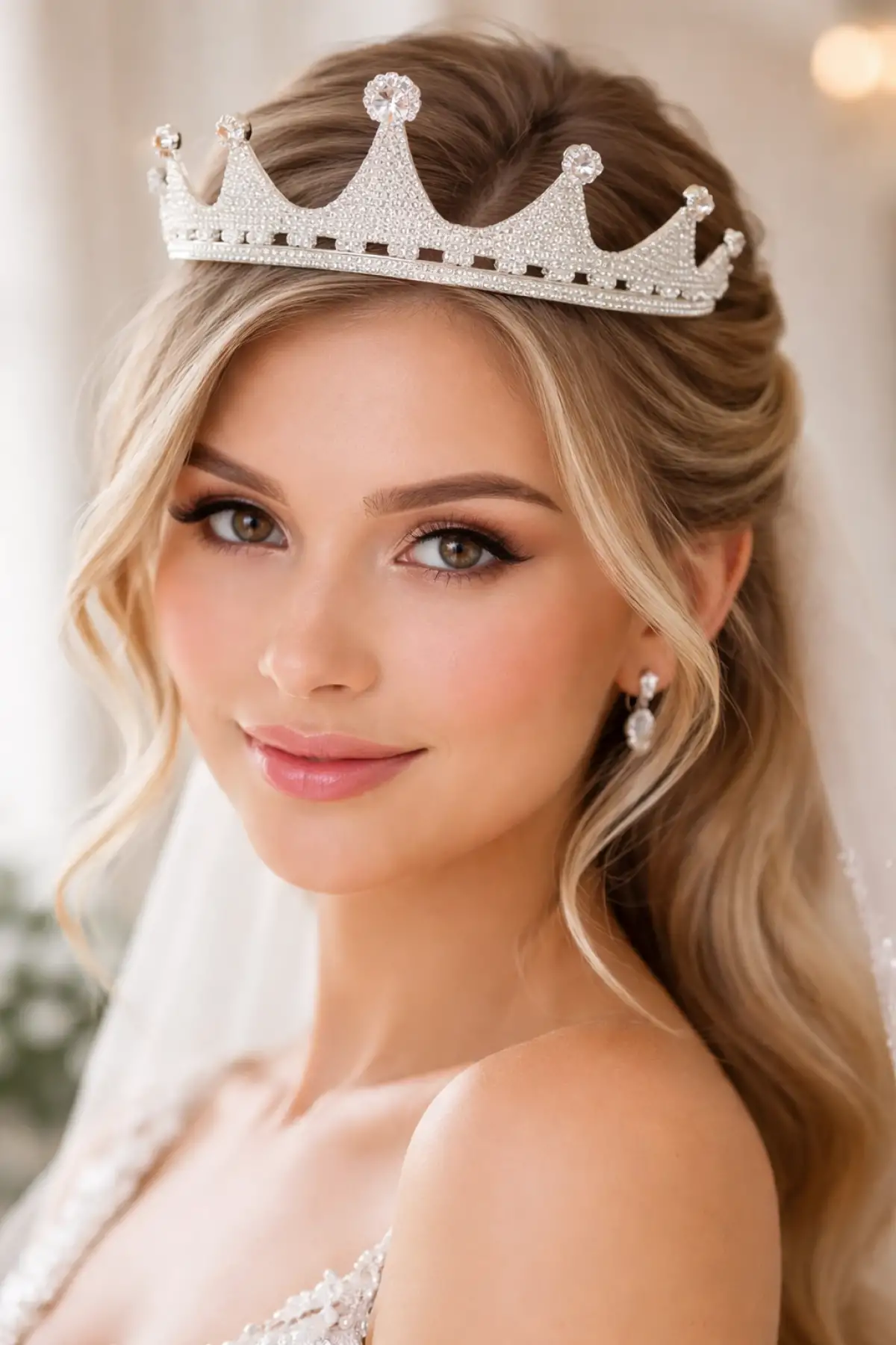 Zirkon Taşlı Gelin/Kına/Nişan/Söz Tasarım Taç