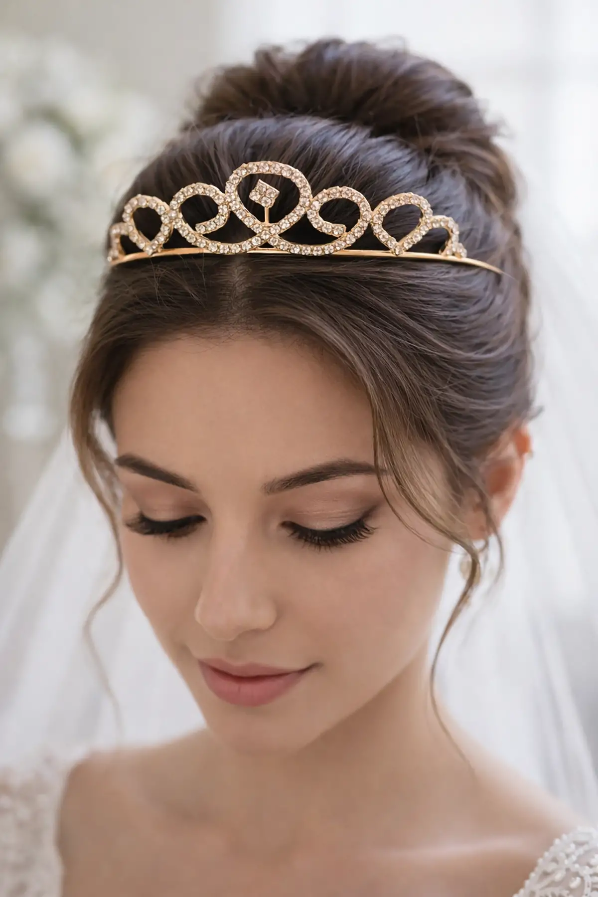 Zirkon Taşlı Gelin/Kına/Nişan/Söz Tasarım Taç