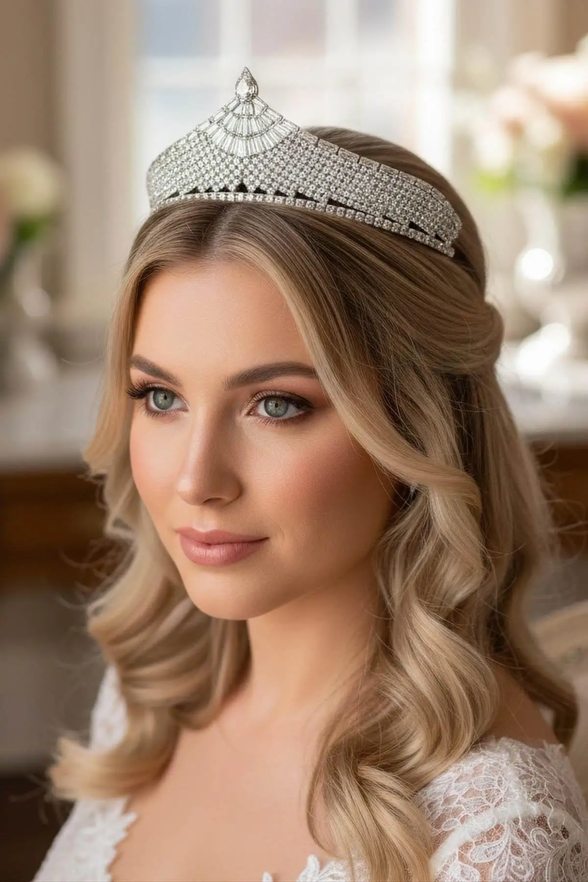 Zirkon Taşlı Gelin/Kına/Nişan/Söz Tasarım Taç