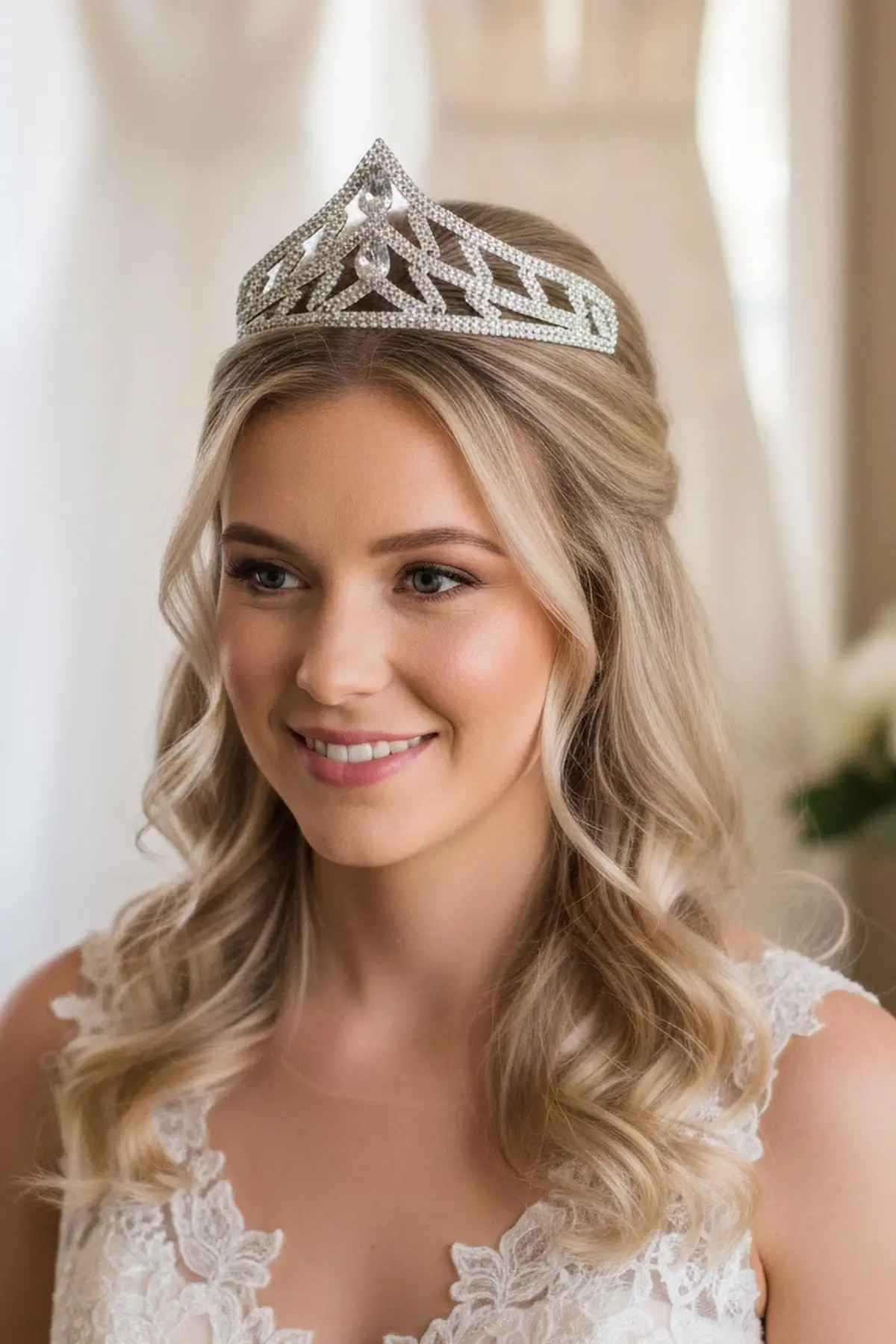 Zirkon Taşlı Gelin/Kına/Nişan/Söz Tasarım Taç