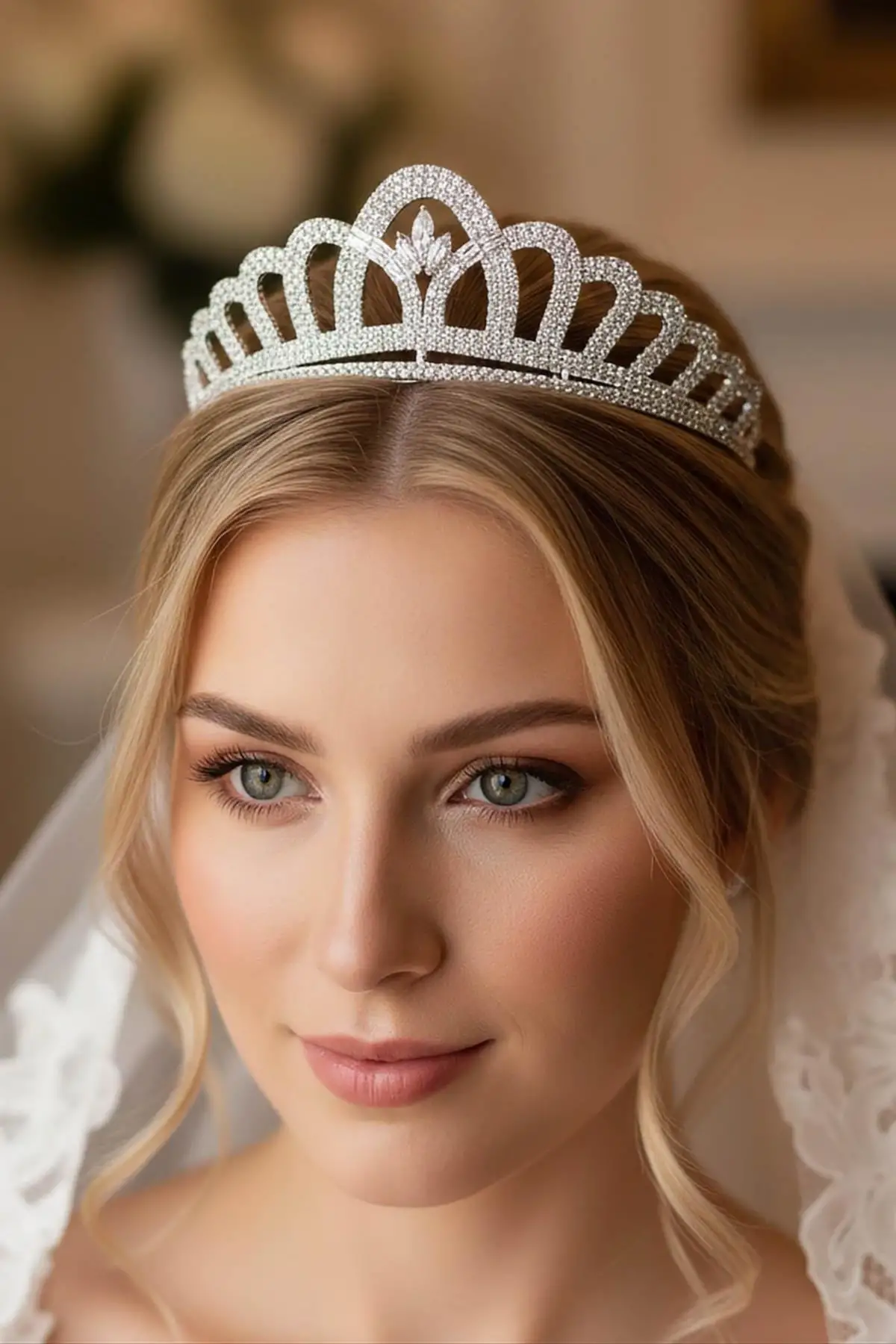 Zirkon Taşlı Gelin/Kına/Nişan/Söz Tasarım Taç