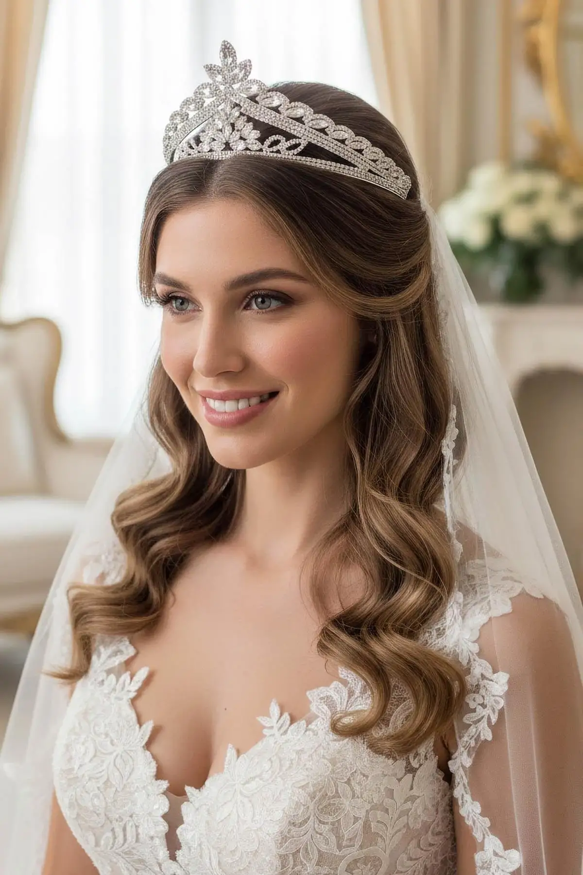 Zirkon Taşlı Gelin/Kına/Nişan/Söz Tasarım Taç