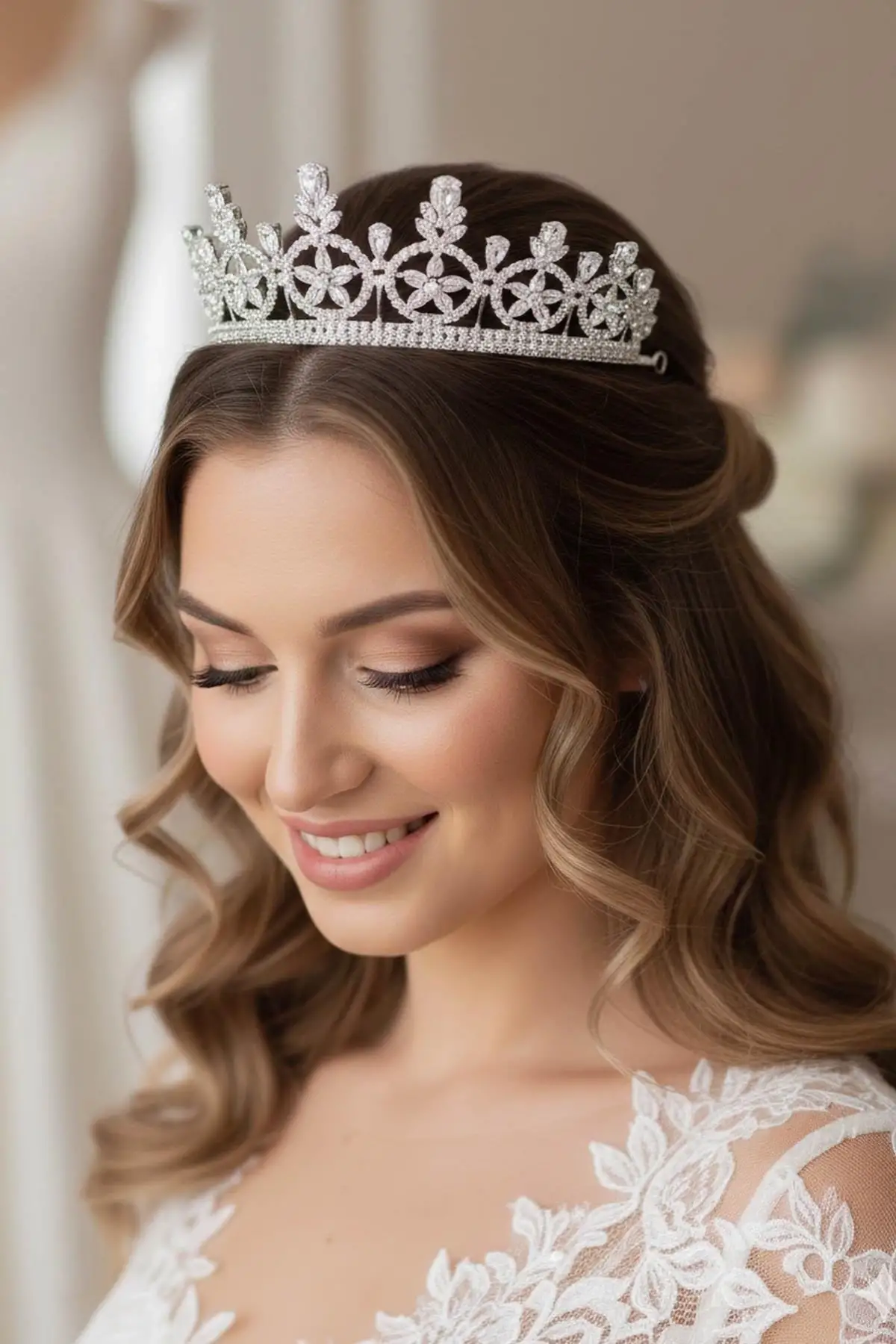 Zirkon Taşlı Gelin/Kına/Nişan/Söz Tasarım Taç