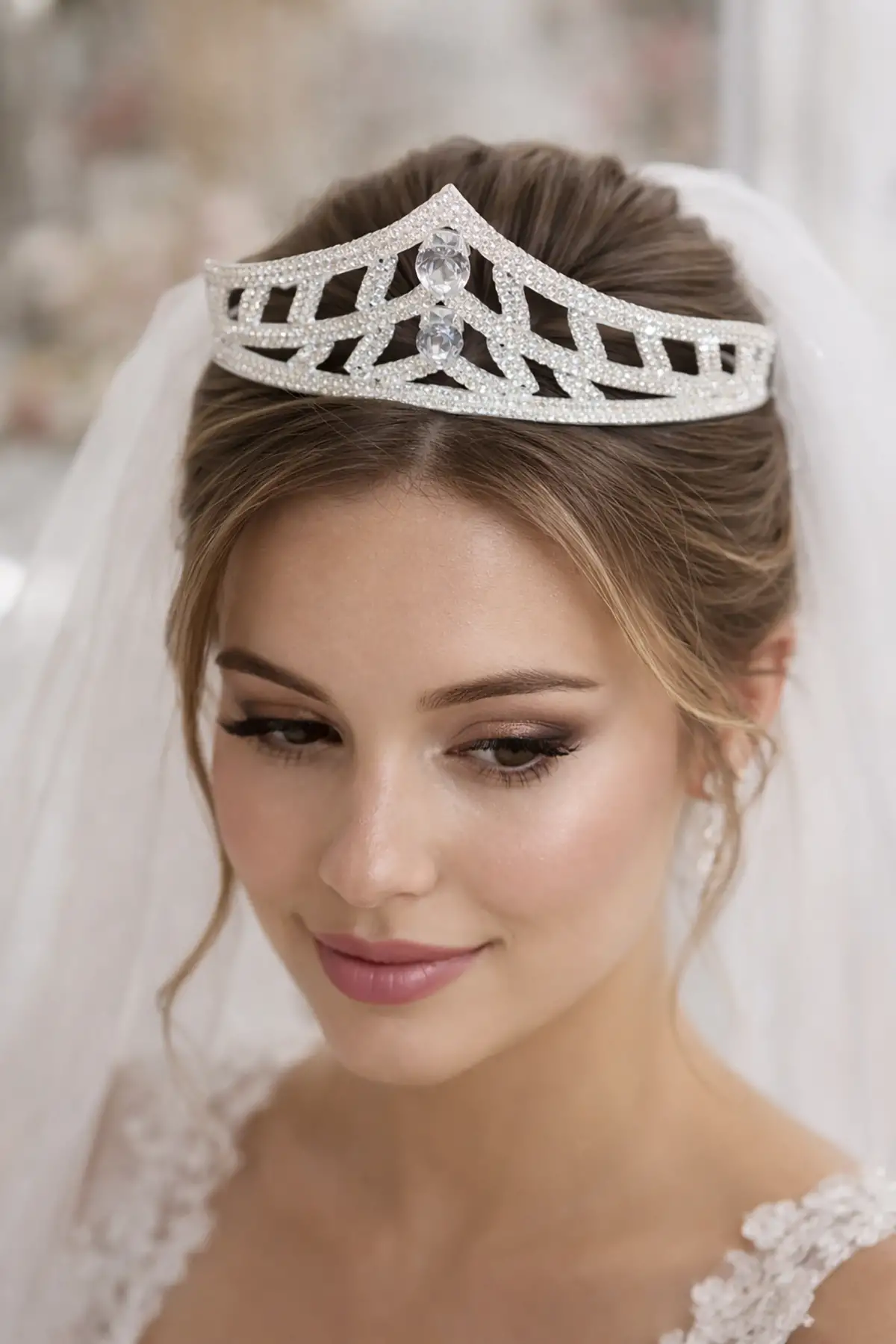 Zirkon Taşlı Gelin/Kına/Nişan/Söz Tasarım Taç