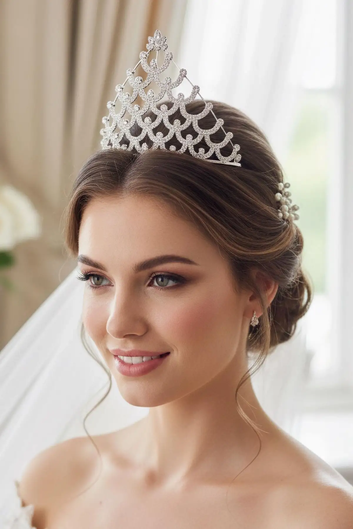 Zirkon Taşlı Gelin/Kına/Nişan/Söz Tasarım Taç