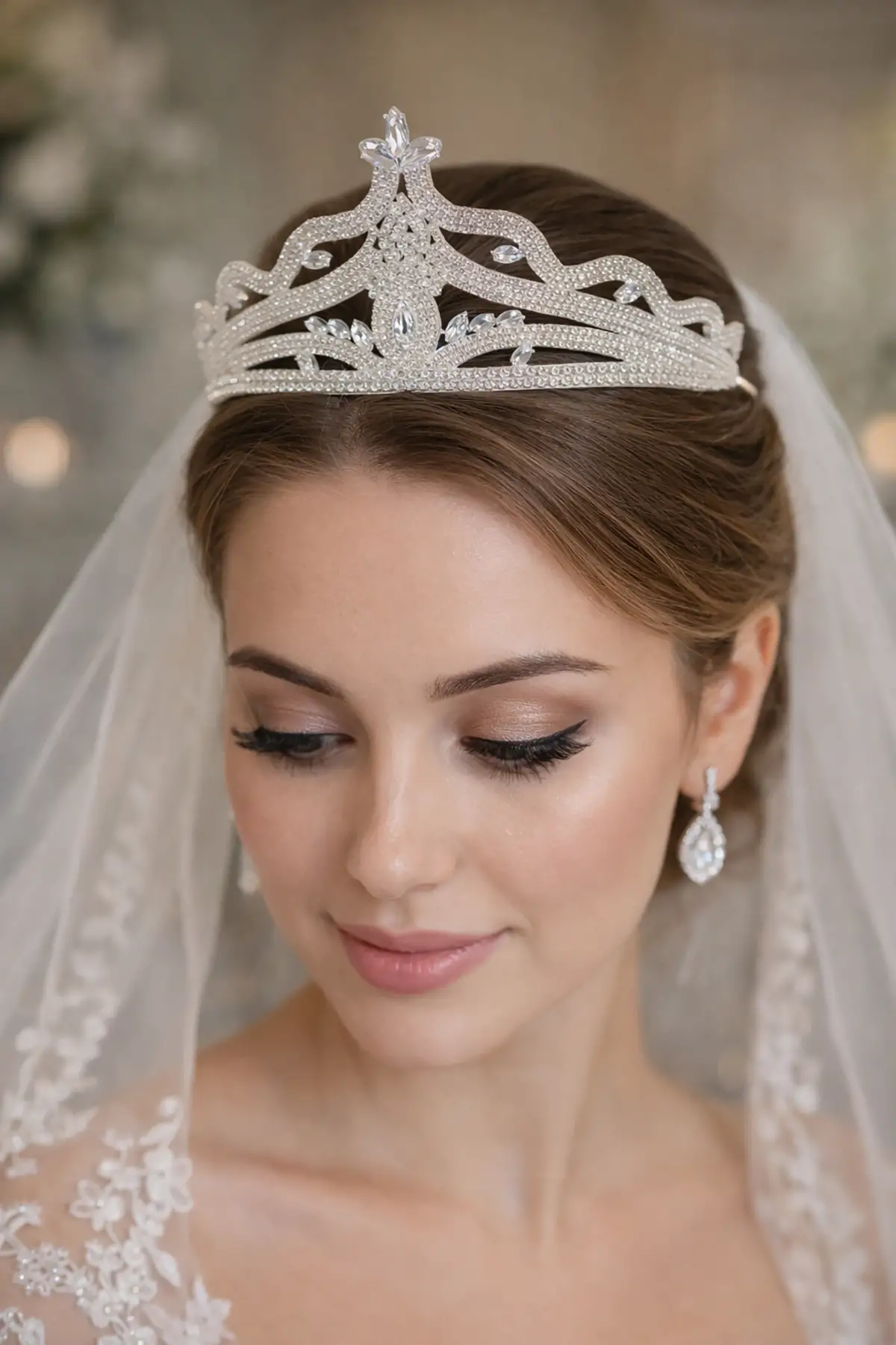 Zirkon Taşlı Gelin/Kına/Nişan/Söz Tasarım Taç