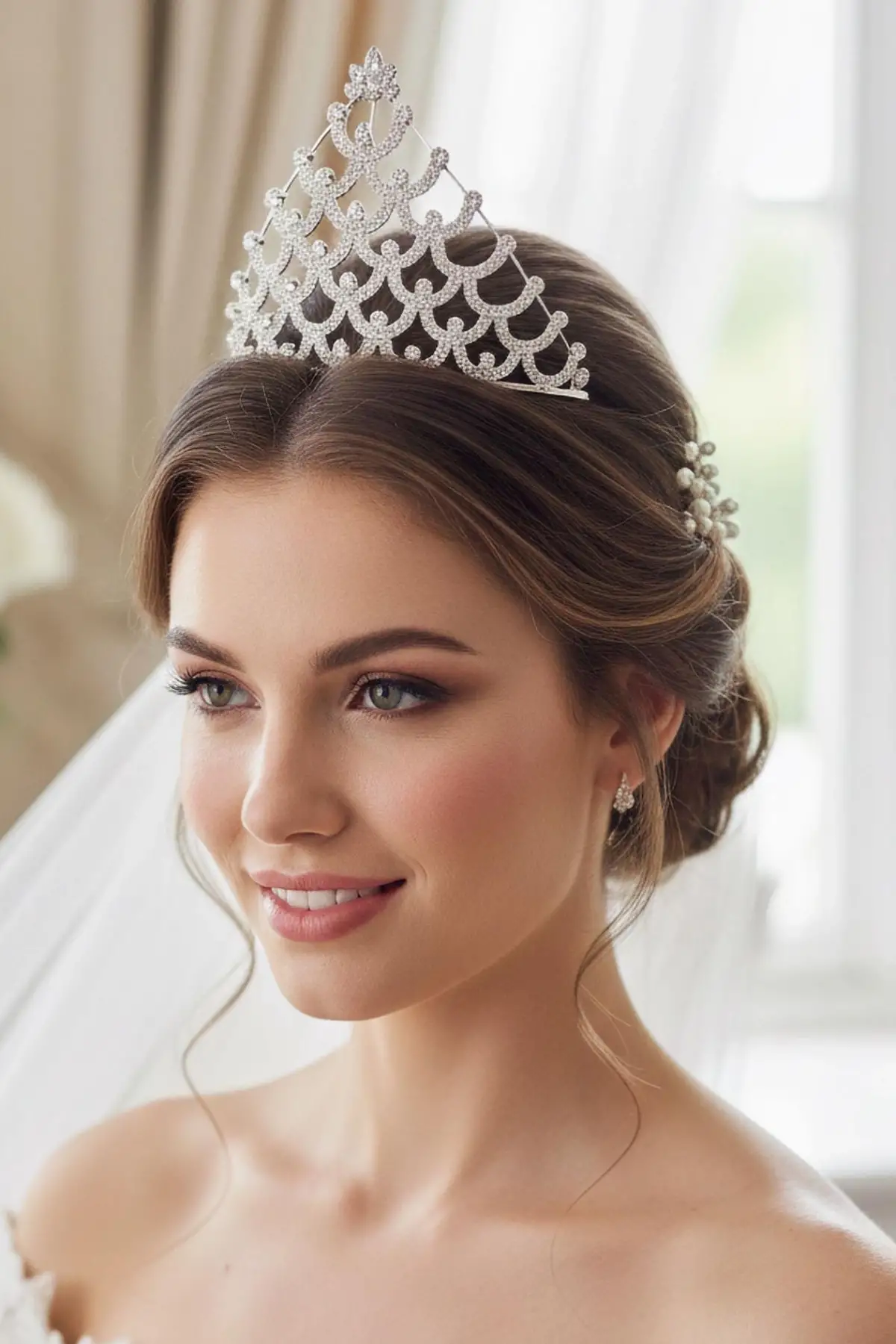 Zirkon Taşlı Gelin/Kına/Nişan/Söz Tasarım Taç