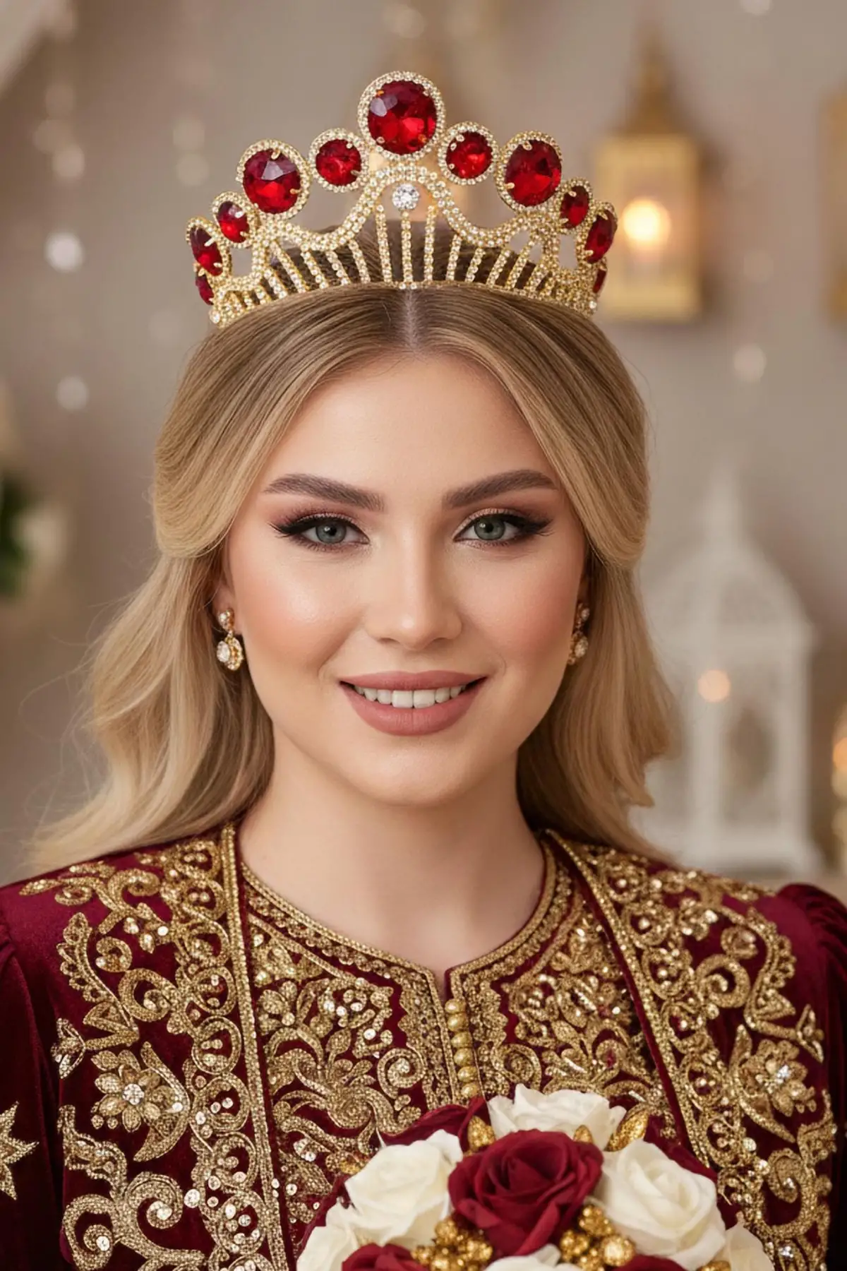 Zirkon Taşlı Gelin/Kına/Nişan/Söz Tasarım Taç