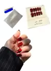 10lu Bordo Renk Kedi Gözü Takma Tırnak (Yapıştırıcılı)