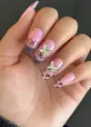 10lu Pembe Renk Taş Detaylı Takma Tırnak Set (Yapıştırıcılı)