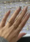 100lü Altın Renk Karışık Figürlü Ayarlanabilir Yüzük Set