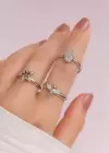 100lü Gümüş Renk Karışık Figürlü Ayarlanabilir Yüzük Set