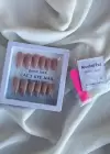 12li Açık Pembe Renk Jel Görünümlü Takma Tırnak Set (Yapıştırıcılı)